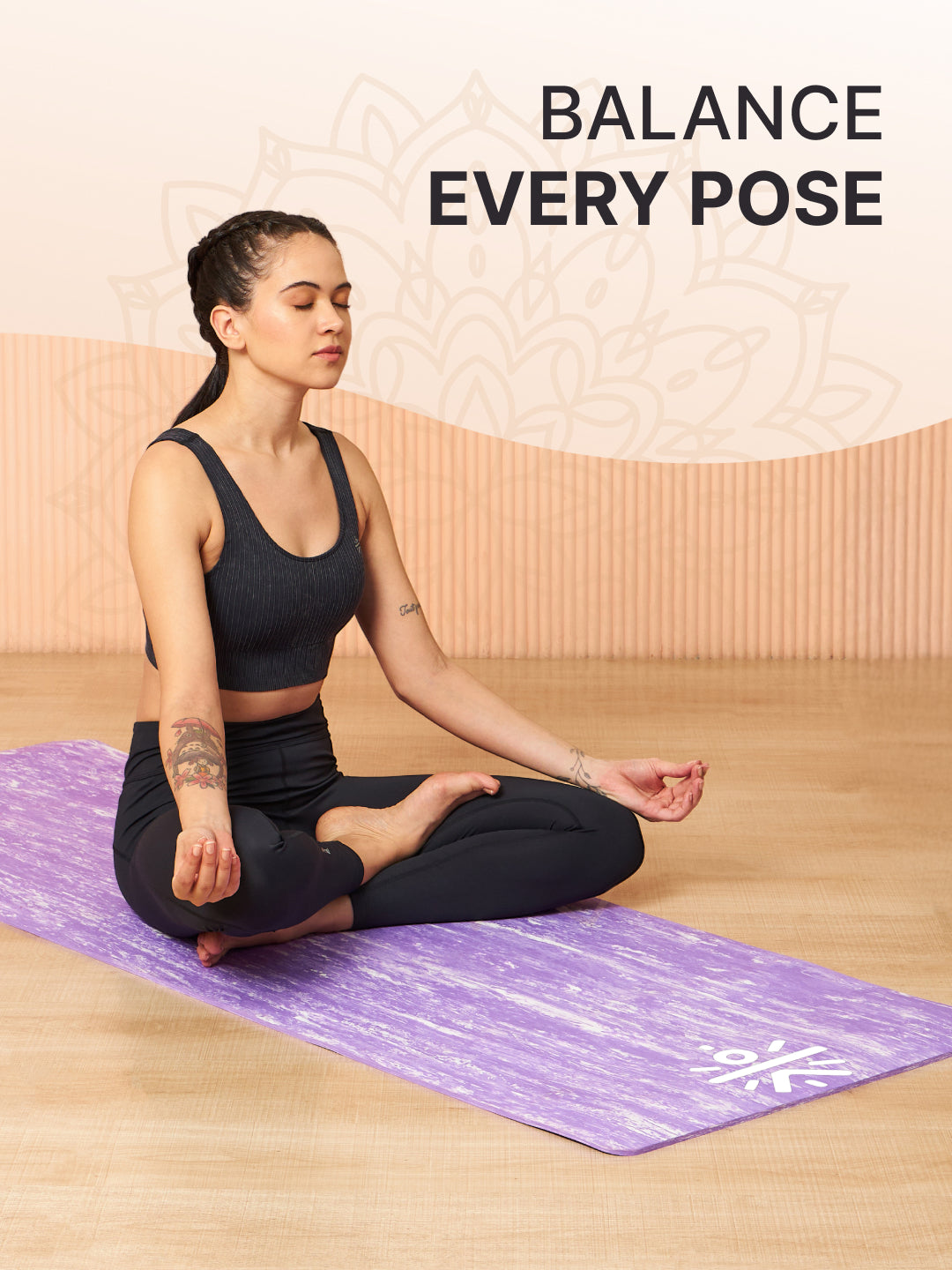 CULT TPE Yoga Mat 6mm with Carry Bag & Strap Eco-Friendly, Non-Slip, Lightweight & Durable Exercise Mat for Yoga, Pilates, Meditation & Home Workouts Lavender Marble Print