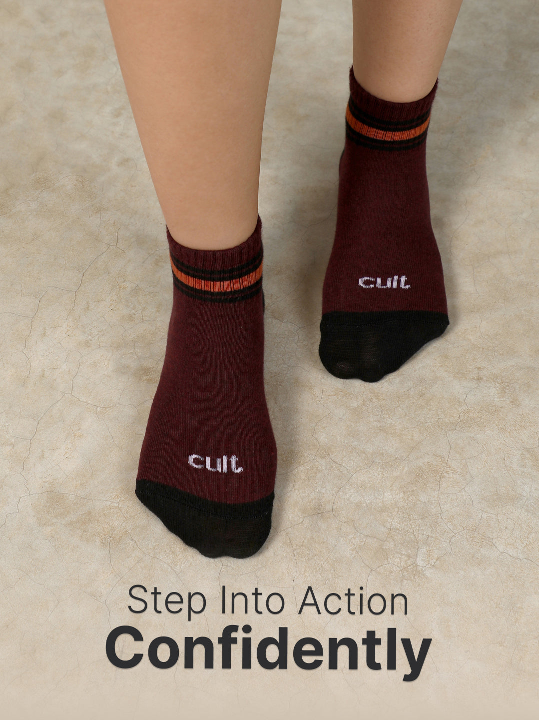 Sports Ankle Length Pack of 3 Olive,Teal & Maroon Patterned Women's Socks