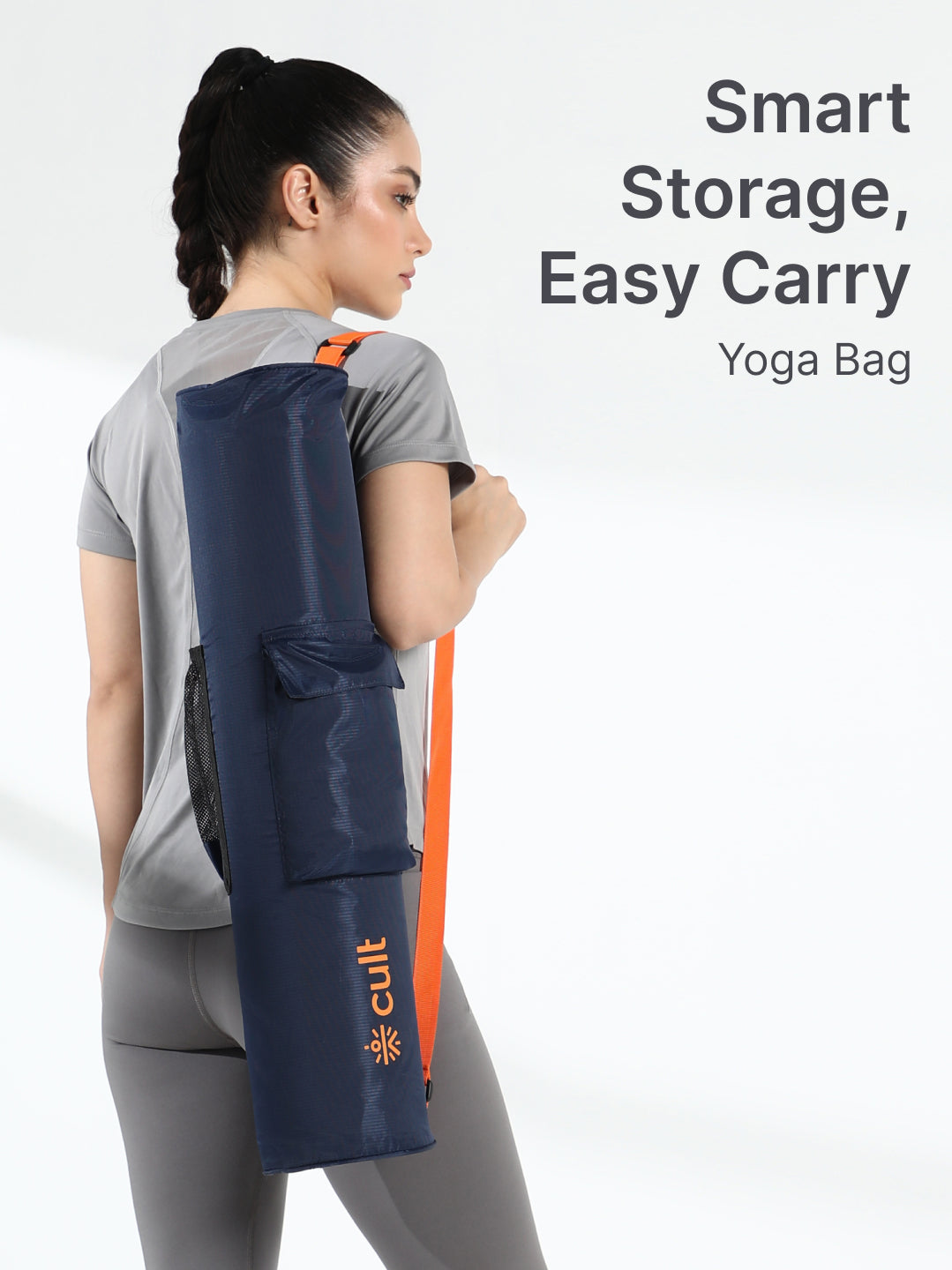 cult Yoga Mat Bag Navy with Adjustable Shoulder Strap Fits Up to 6mm Mat