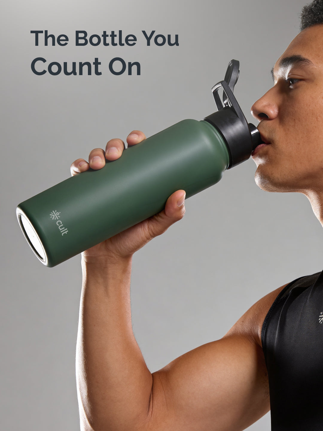 cult Steel Bottle 1Ltr With Sports Cap Green