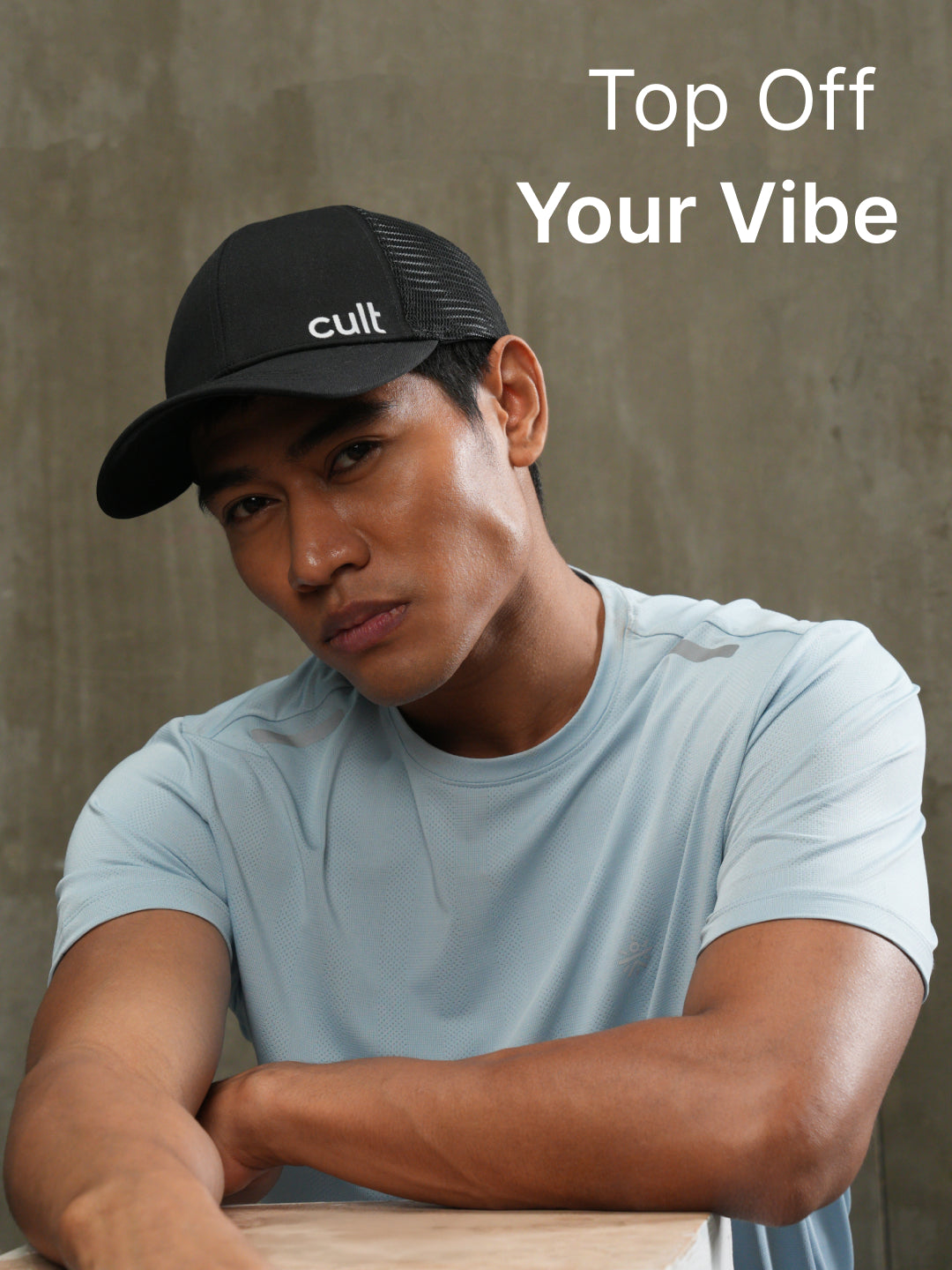 cult Half Mesh Cap Black- Unisex Adjustable Cap for Men & Women