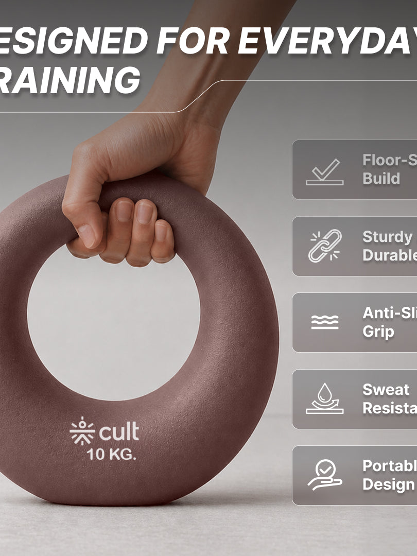 Cult Moon Kettlebell 10 Kg with Neoprene Coating, Cast Iron Core, Wide Handle & Stable Base for Strength Training & Home Workouts