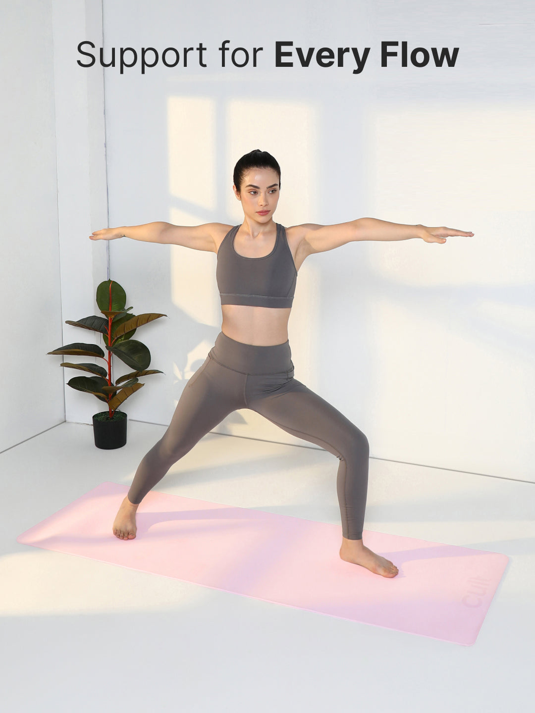 Cult Yoga Mat 4mm EVA with Carry Strap Lightweight, Non-Slip, Cushioned & Sweat-Resistant Exercise Mat Eco-Friendly Workout Mat for Yoga, Pilates, Meditation & Home Gym Pink