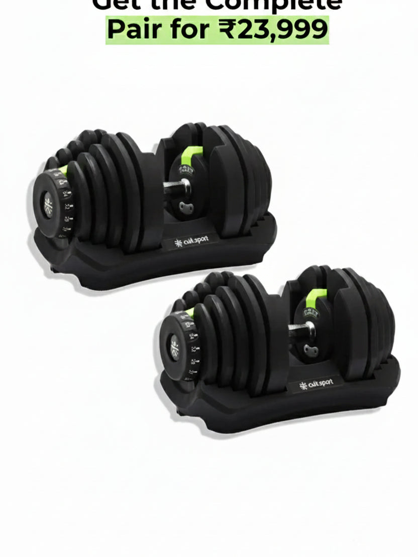 40 kg Compact Adjustable Dumbbell (5kg to 40kg), Easy Weight Change: 17-in-1 (1 piece) (6 Months extended Warranty only on Cultsport.com)