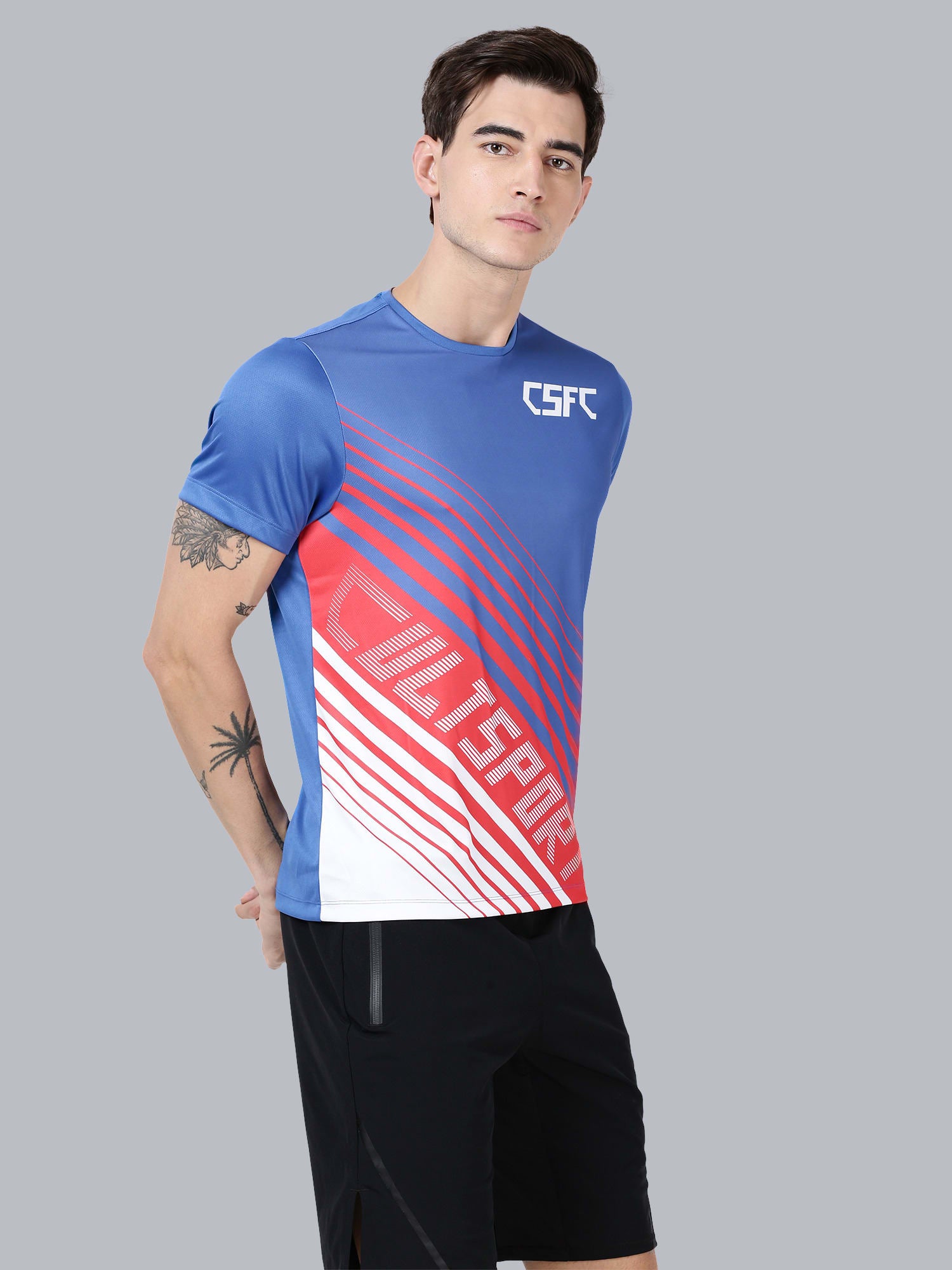 Dugout Slash Blue Running Tee