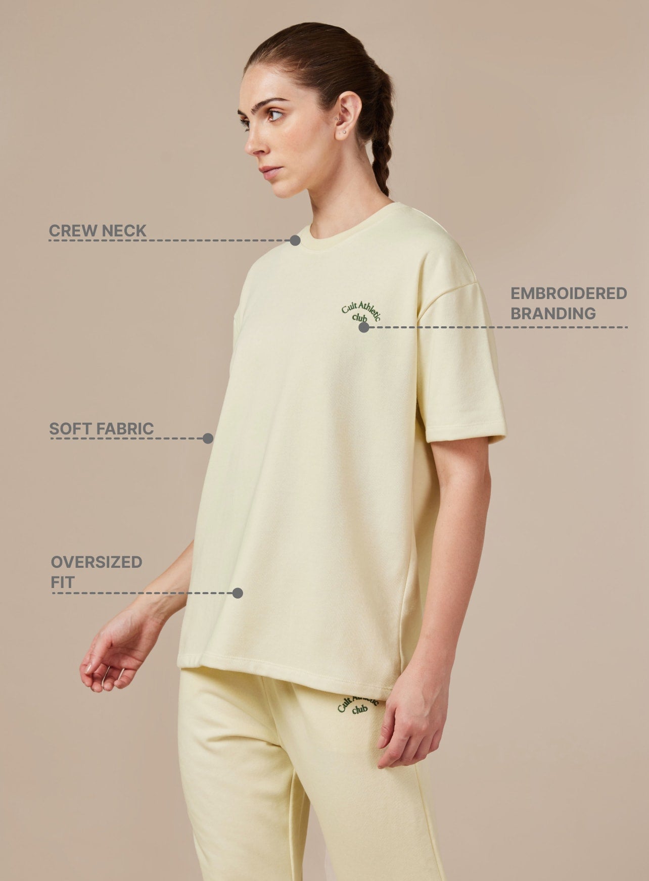 Cult Athletic Club Women Beige T-shirt