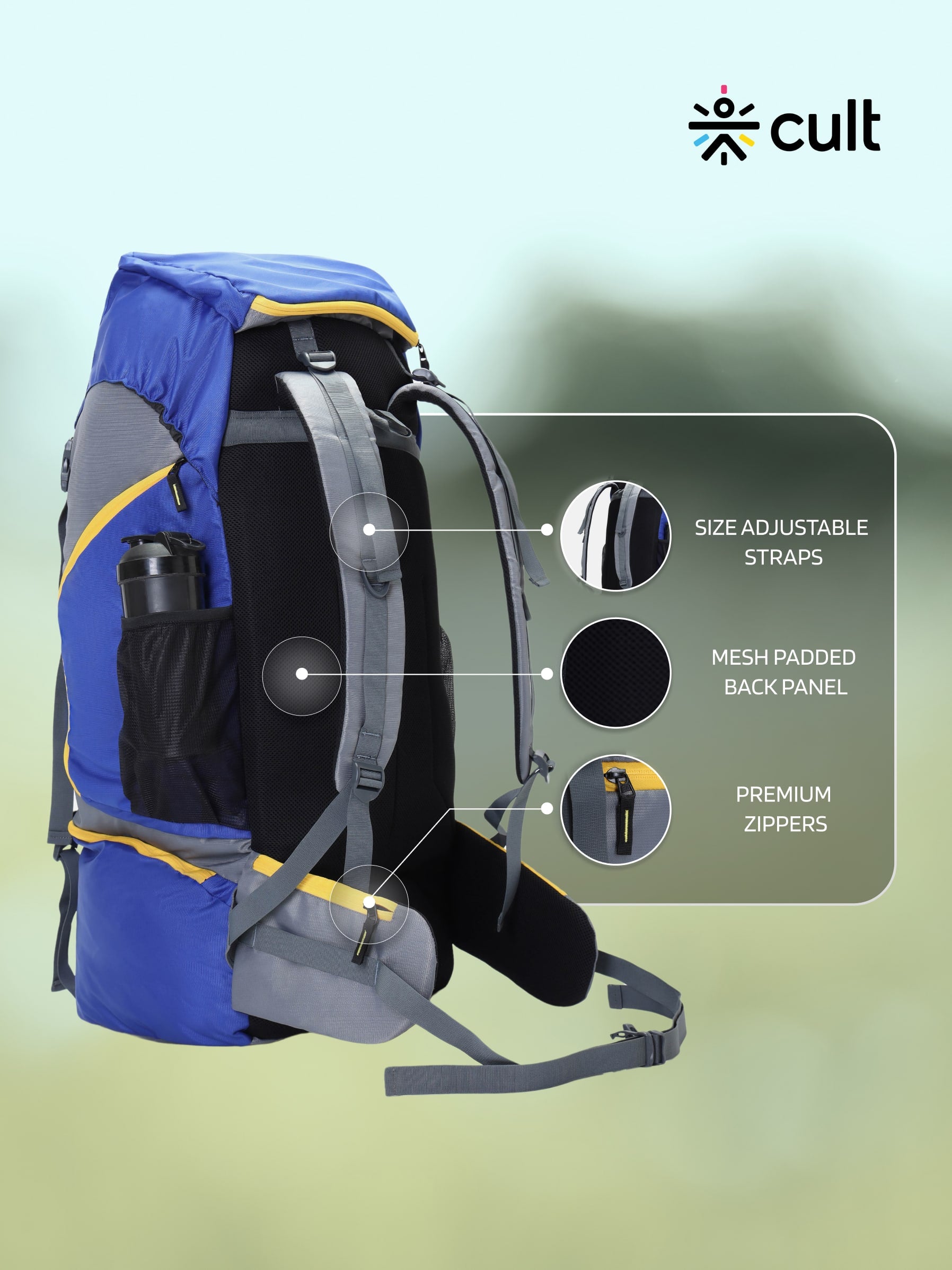 Travel Trekking Rucksack 80 L Blue