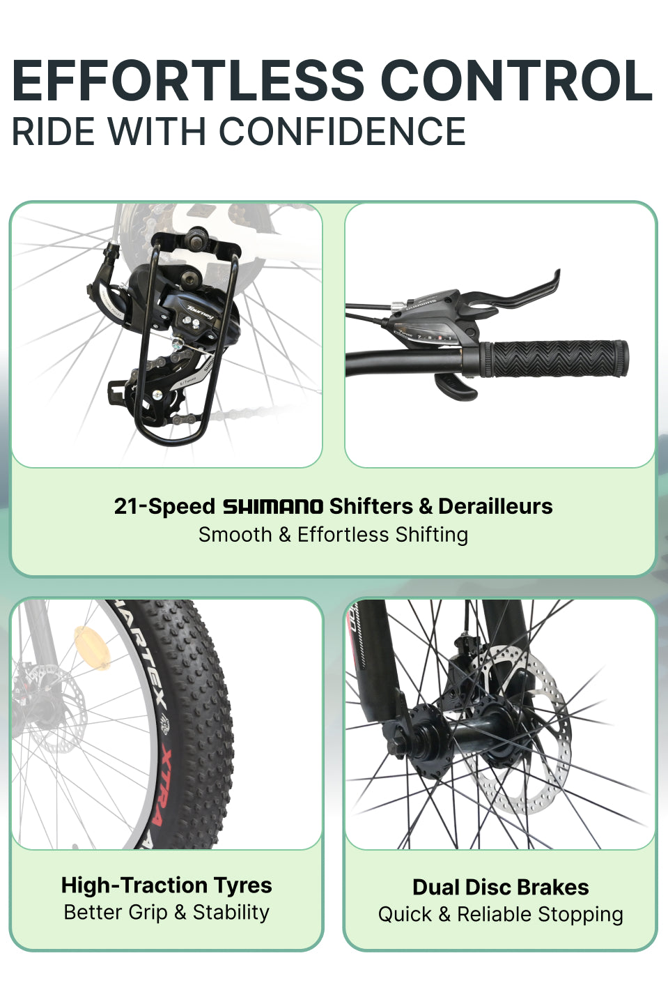 Rogue Mountain Bike Steel 21 Speed Cycle 26 inch Fat Tyre, Black With Front Suspension, Single Wall Rim and Dual Disc Brakes, Ideal For 5 ft to 5.7 ft, Free Trainer Sessions and Cycling Event