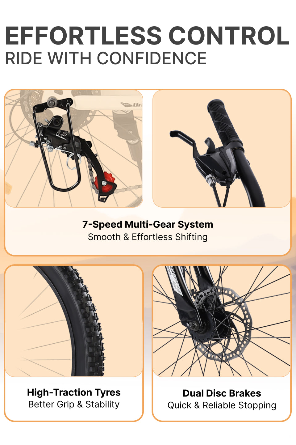 Galaxy Max Mountain Bike Steel 7 Speed Cycle 27.5 inch Tyre, White With Front Suspension, Single Wall Rim and Dual Disc Brakes Ideal For 5.2 ft to 6 ft