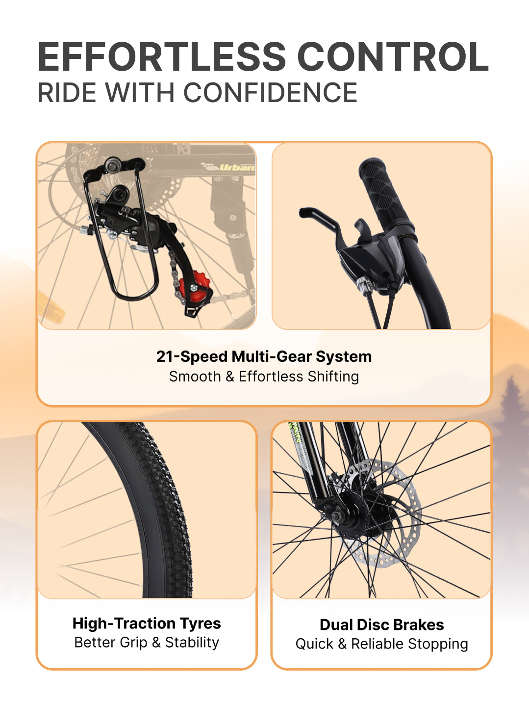 Galaxy Ultra Mountain Bike Steel 21 Speed Cycle 26 inch Tyre, Green With Front Suspension, Single Wall Rim and Dual Disc Brakes Ideal For 5 ft to 5.7 ft