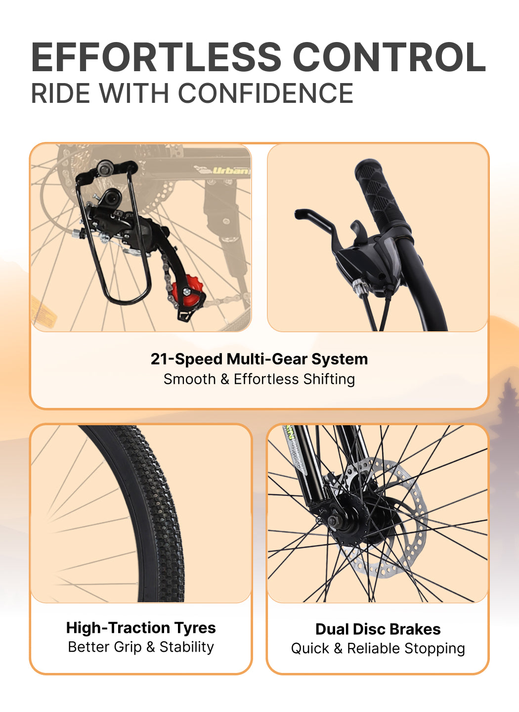 Galaxy Ultra Mountain Bike Steel 21 Speed Cycle 27.5 inch Tyre, Green With Front Suspension, Single Wall Rim and Dual Disc Brakes Ideal For 5.2 ft