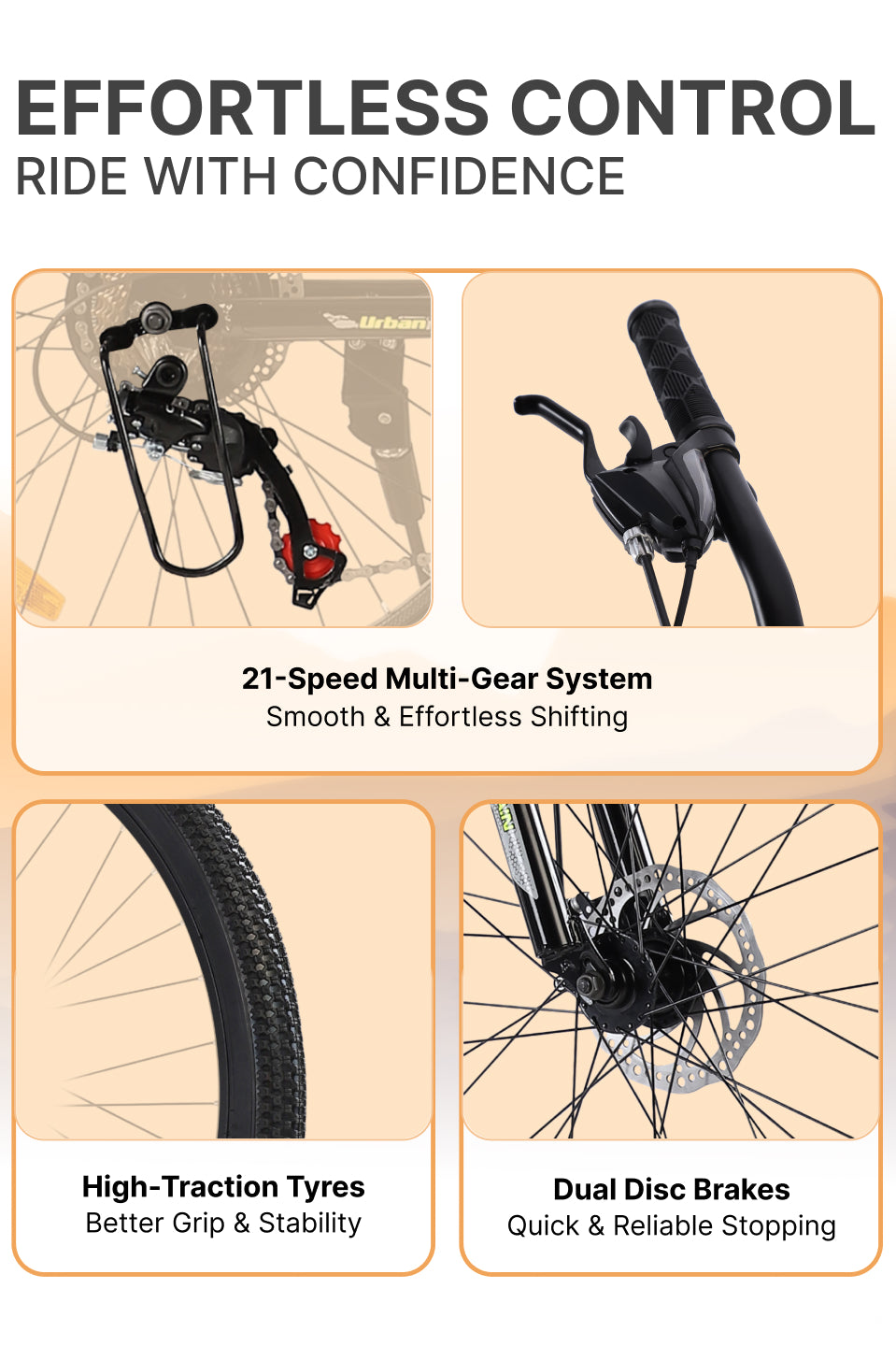 Galaxy Ultra Mountain Bike Steel 21 Speed Cycle 27.5 inch Tyre, Green With Front Suspension, Single Wall Rim and Dual Disc Brakes Ideal For 5.2 ft
