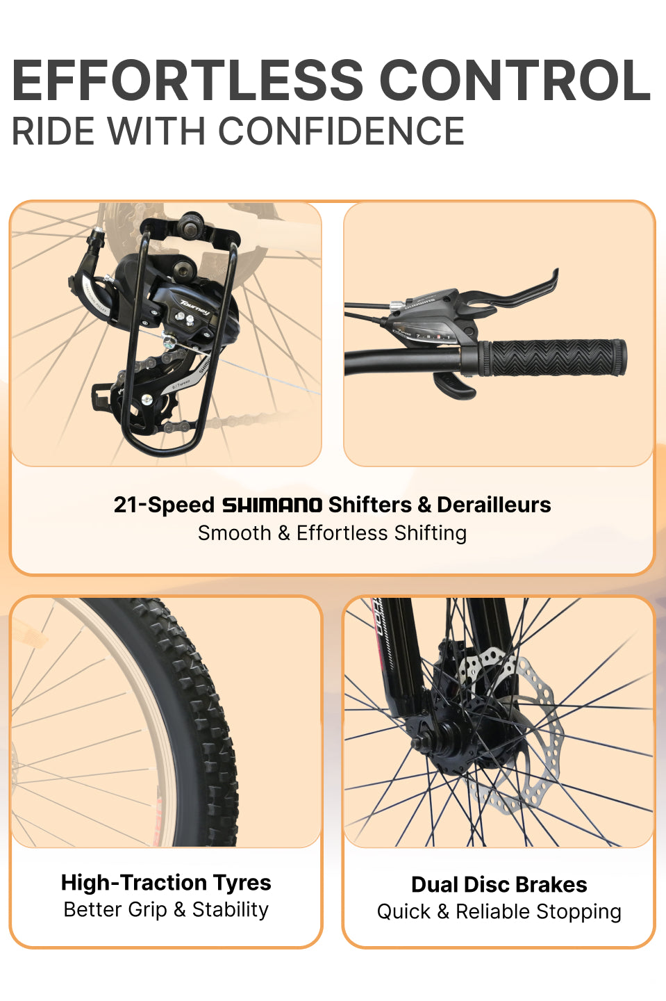 Bolt Ultra Mountain Bike Steel 21 Speed Cycle 27.5 inch Tyre, White With Front Suspension, Double Wall Rim and Dual Disc Brakes, Ideal For 5.2 ft to 6 ft