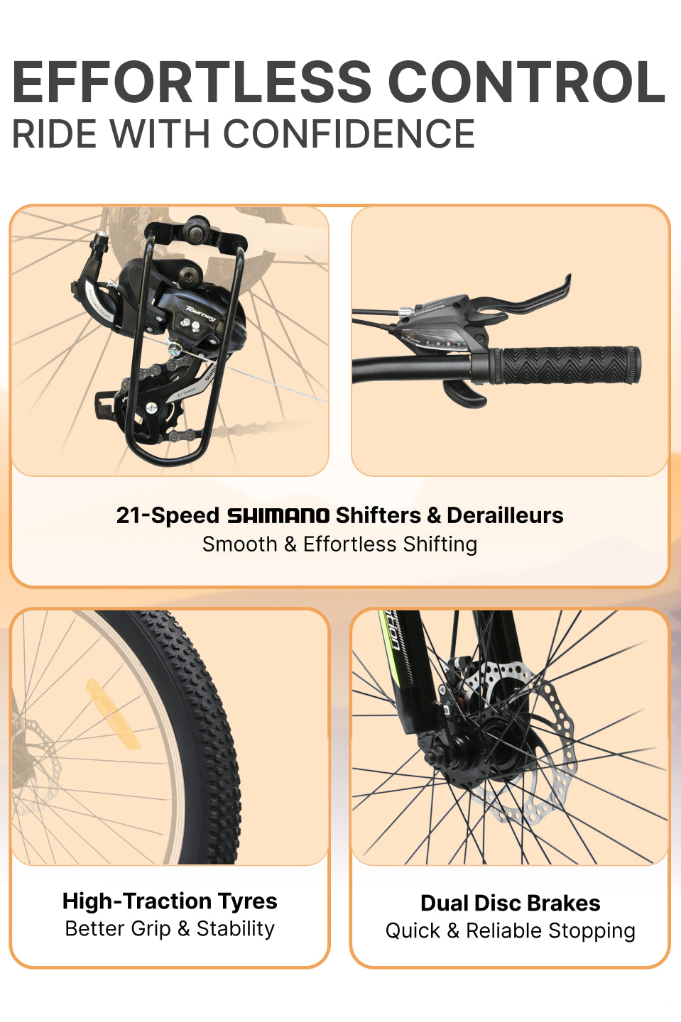 Bolt Ultra Mountain Bike Steel 21 Speed Cycle 27.5 inch Tyre, Green With Front Suspension, Double Wall Rim and Dual Disc Brakes, Ideal For 5.2 ft to 6 ft