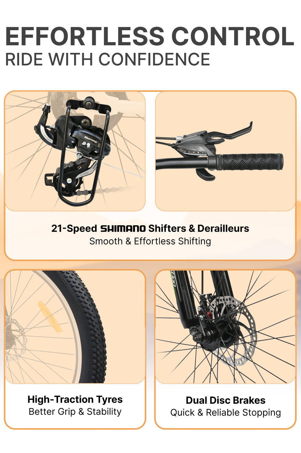 Bolt Ultra Mountain Bike Steel 21 Speed Cycle 27.5 inch Tyre, Grey With Front Suspension, Double Wall Rim and Dual Disc Brakes, Ideal For 5.2 ft to 6 ft