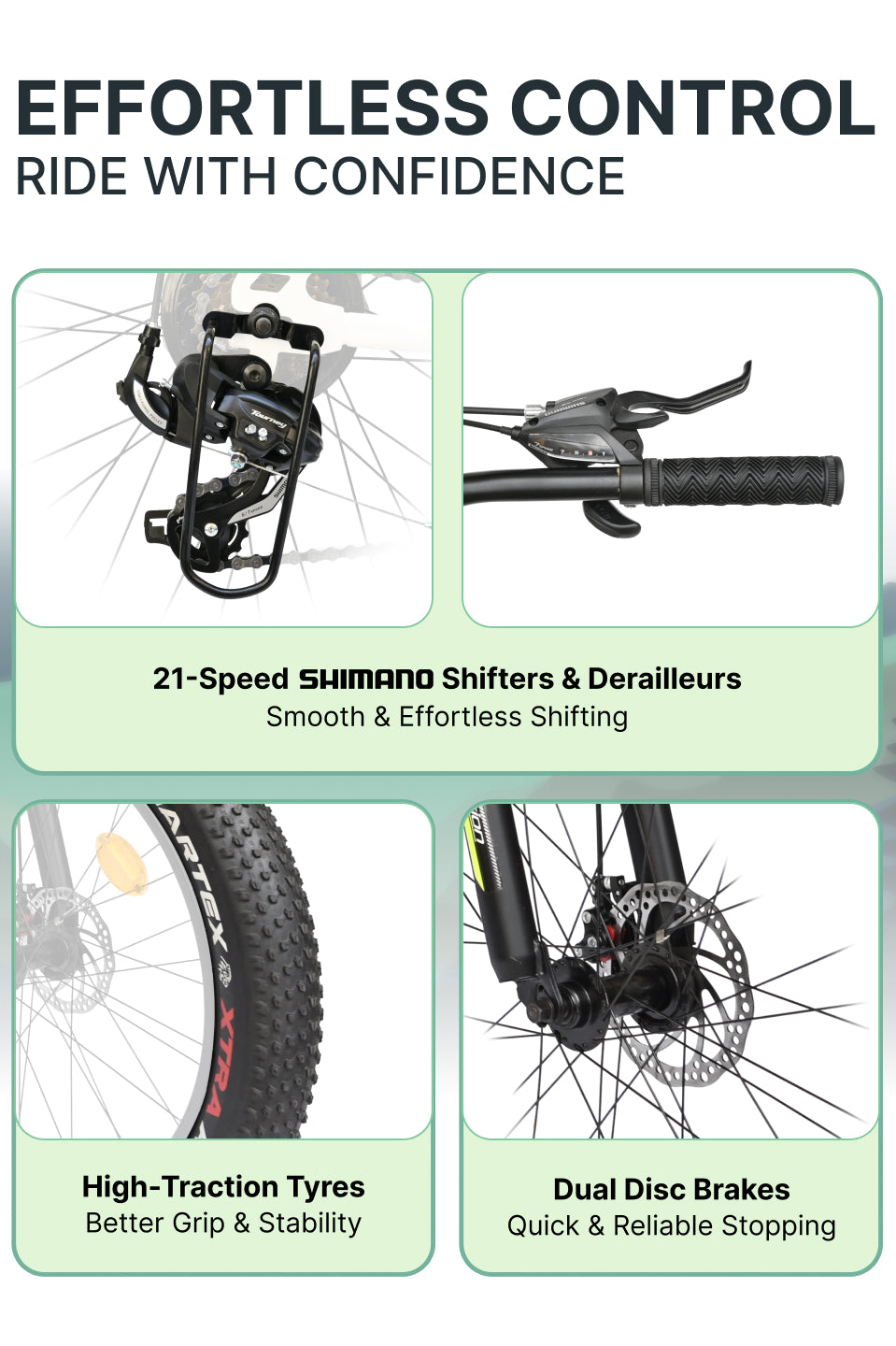Rogue Mountain Bike Steel 21 Speed Cycle 26 inch Fat Tyre, Blue With Front Suspension, Single Wall Rim and Dual Disc Brakes, Ideal For 5 ft to 5.7 ft