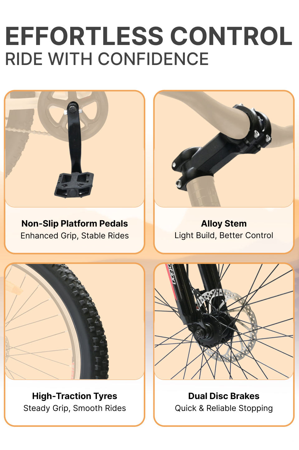 Bolt Pro Mountain Bike Steel Single Speed 27.5 inch Tyre with Dual Disc Brakes, Front Suspension, Double Wall Alloy Rim, White