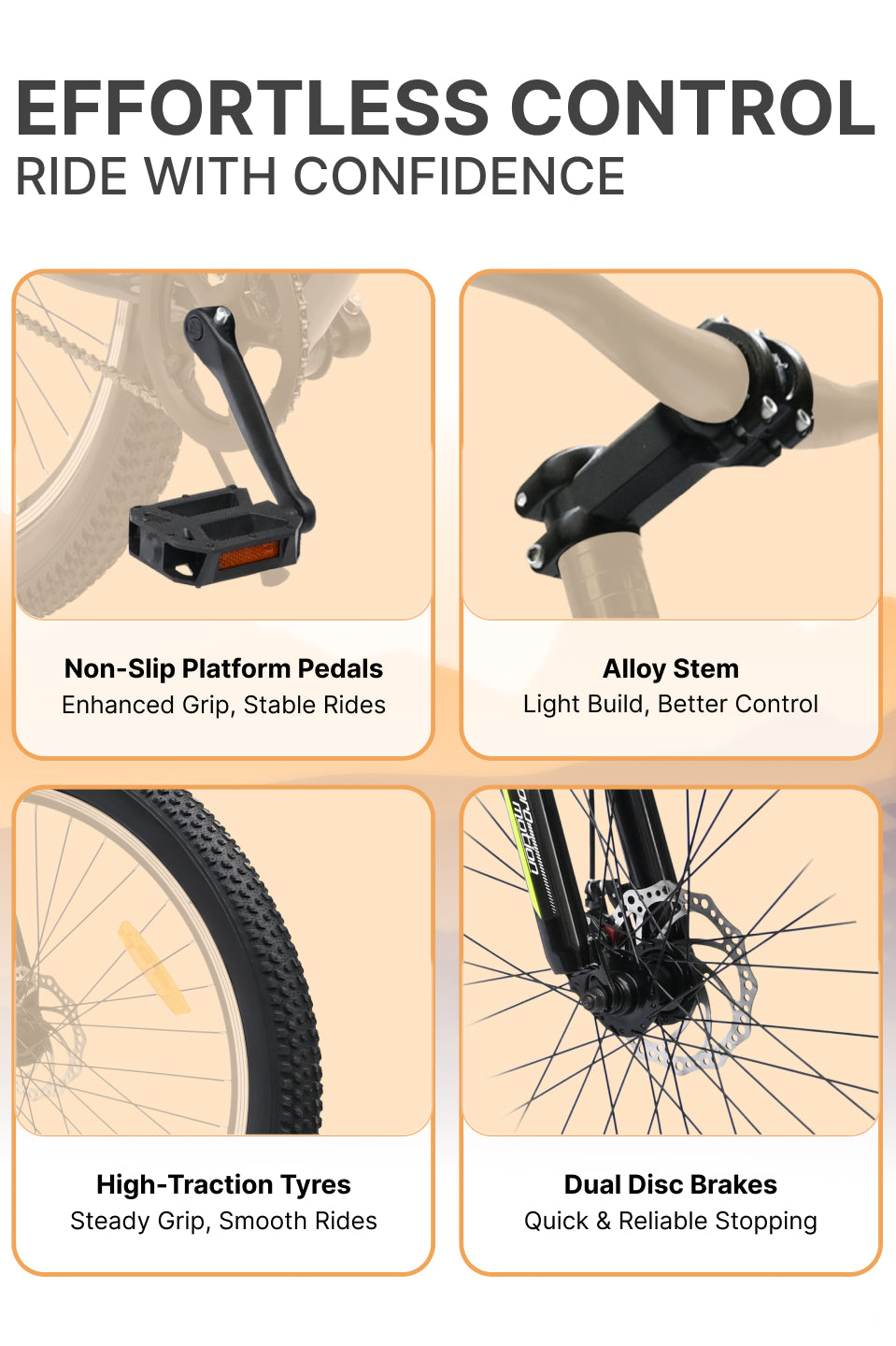 Bolt Pro Mountain Bike Steel Single Speed 27.5 inch Tyre with Dual Disc Brakes, Front Suspension, Double Wall Alloy Rim, Grey