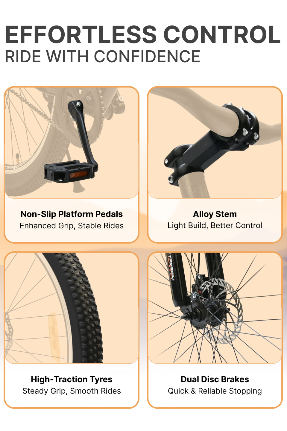 UT5001S29ACC Mountain Cycle Steel Single Speed 29 inch with Dual Disc Brakes, Front Suspension, Double Wall Alloy Rim, Bell & Lock, Black