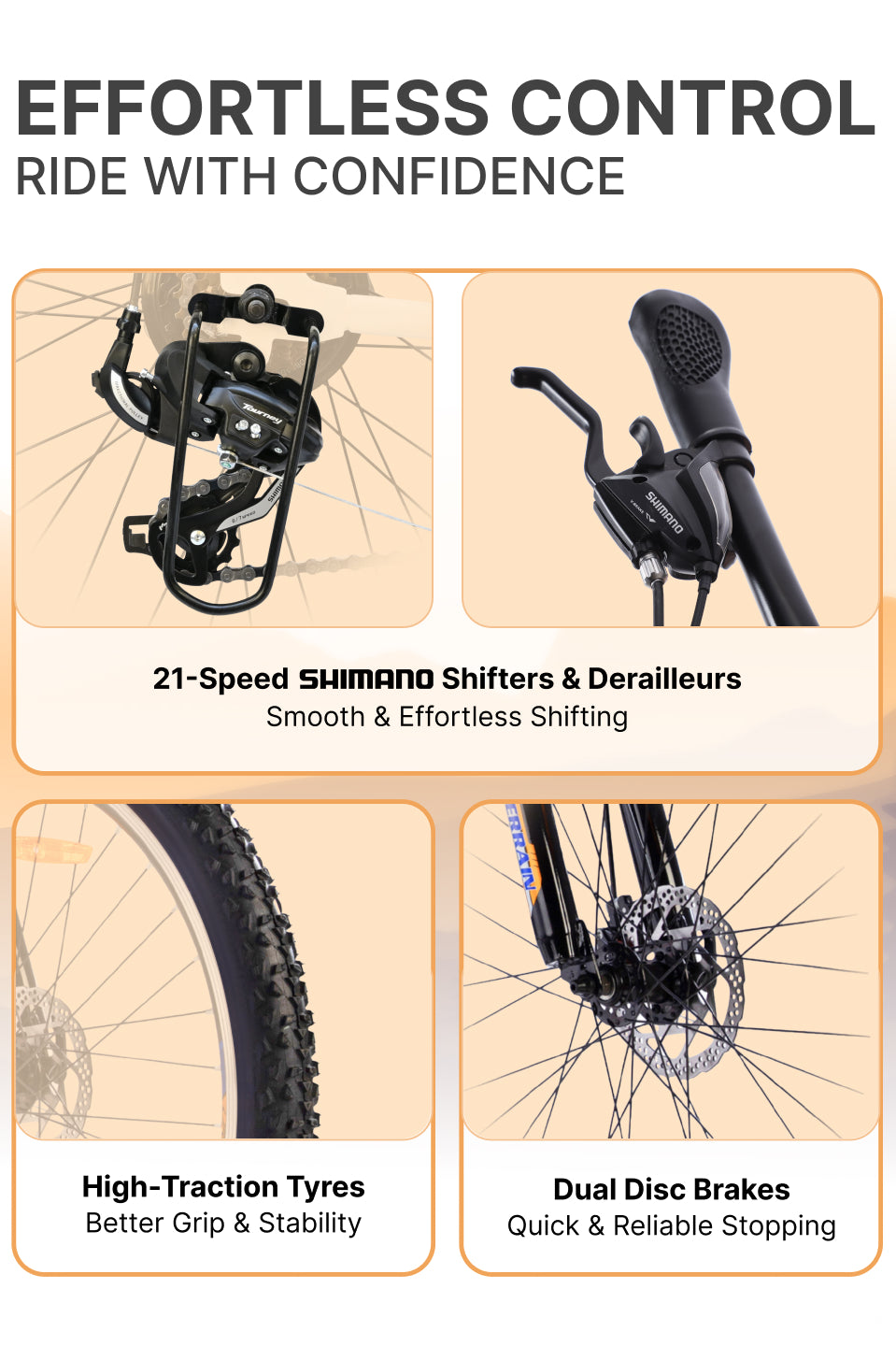 UT1001 Mountain Bike Steel 21 Speed Cycle Shimano Gear 27.5 inch Tyre, Blue With Front Suspension, Double Wall Rim and Dual Disc Brakes Ideal For 5.2 ft to 6 ft