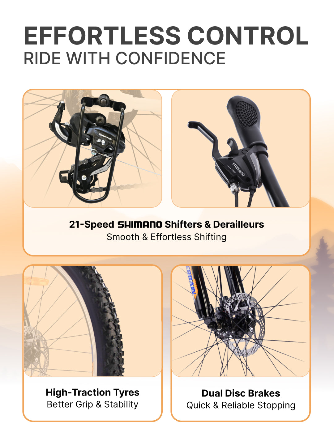 UT1001 Mountain Bike Steel 21 Speed Cycle Shimano Gear 27.5 inch Tyre, Blue With Front Suspension, Double Wall Rim and Dual Disc Brakes Ideal For 5.2 ft to 6 ft