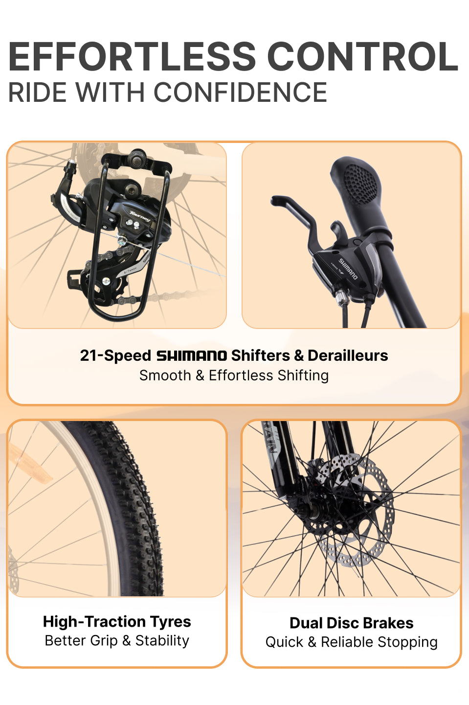 UT1000 Mountain Bike Steel 21 Speed Cycle Shimano Gear 27.5 inch Tyre, Black With Front Suspension, Double Wall Rim and Dual Disc Brakes Ideal For 5.2 ft to 6 ft