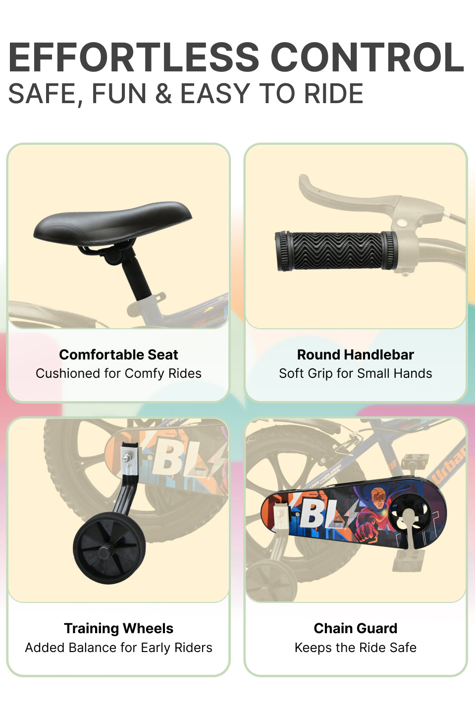 Urban Terrain Blitz Cycles 16T for Boys/Girls Kids Ages 4 to 6 Comes with Training Wheels (Blue)