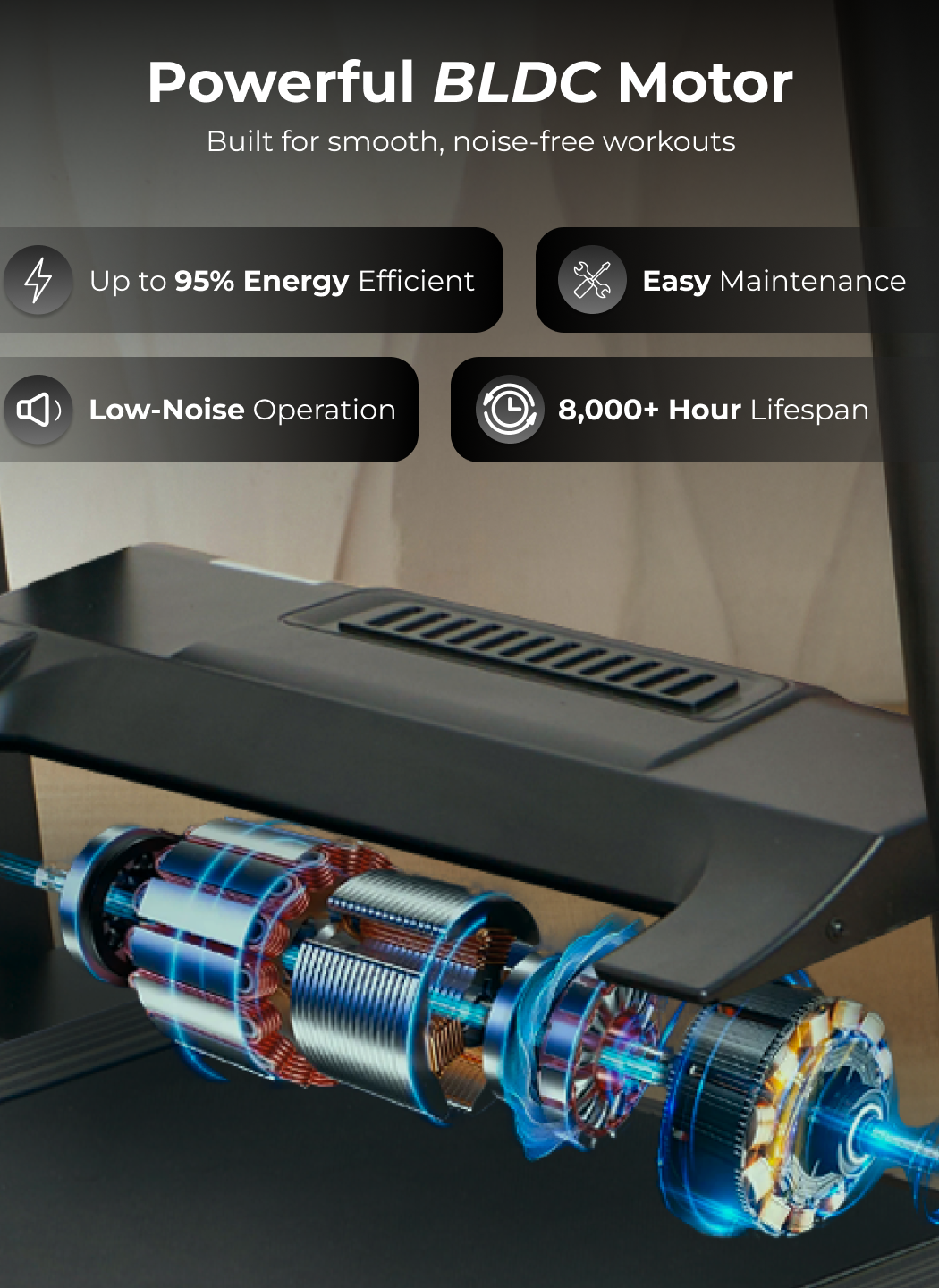 Cult SmartStrideCorePlus BLDC Motor (4HP Peak) Treadmill with Massager | Max Weight: 120kg | 15 Level Auto Incline (with 6 months extended warranty)