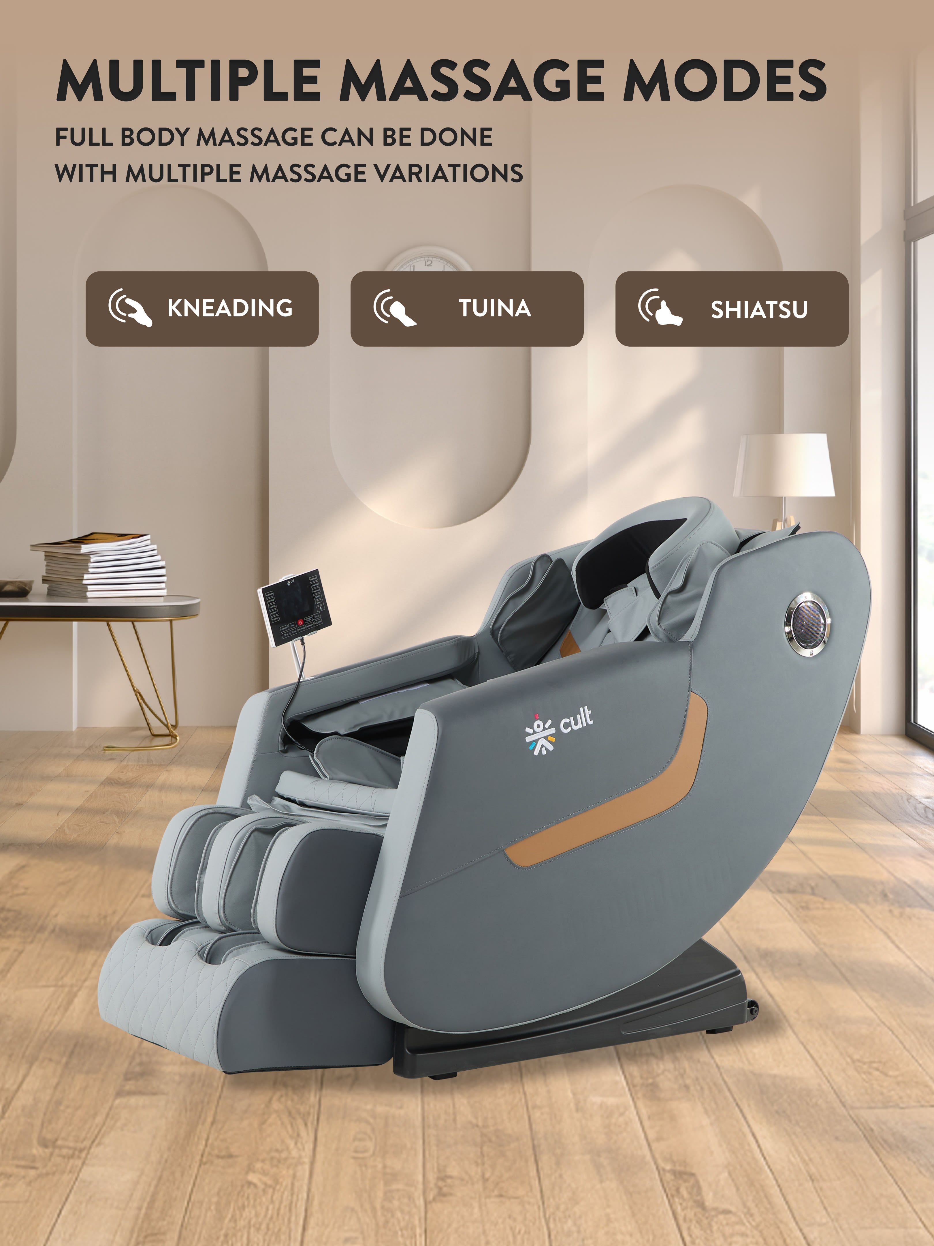 Cult Harmony Massage Chair with Fixed Point Massage Technique and Bluetooth AI Voice Function for Full Body Massage At Home