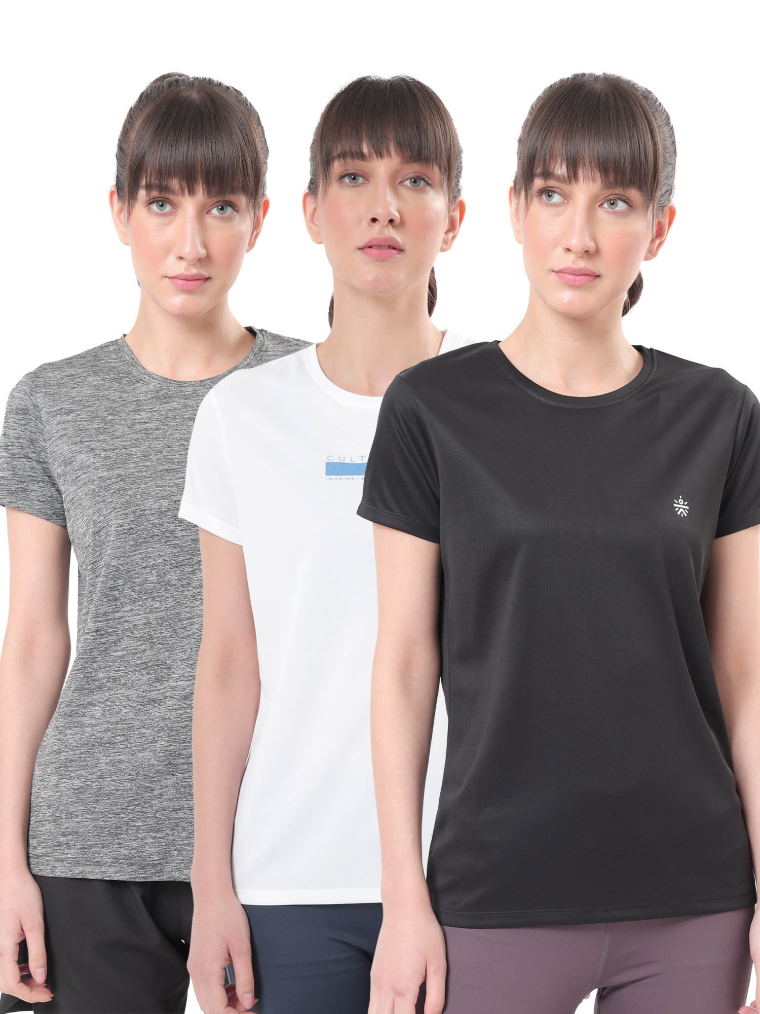 Textured Active T-shirt with Logo Pack of 3