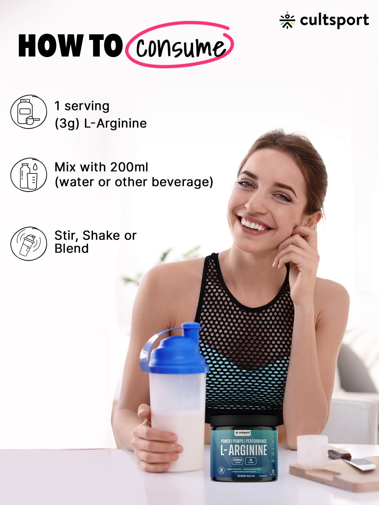 L Arginine Powder 90g (3000mg) | Boost Nitric Oxide Levels | Pre Workout Supplement for Men & Women | Improves Energy & Muscle Pump Unflavoured - 30 Servings