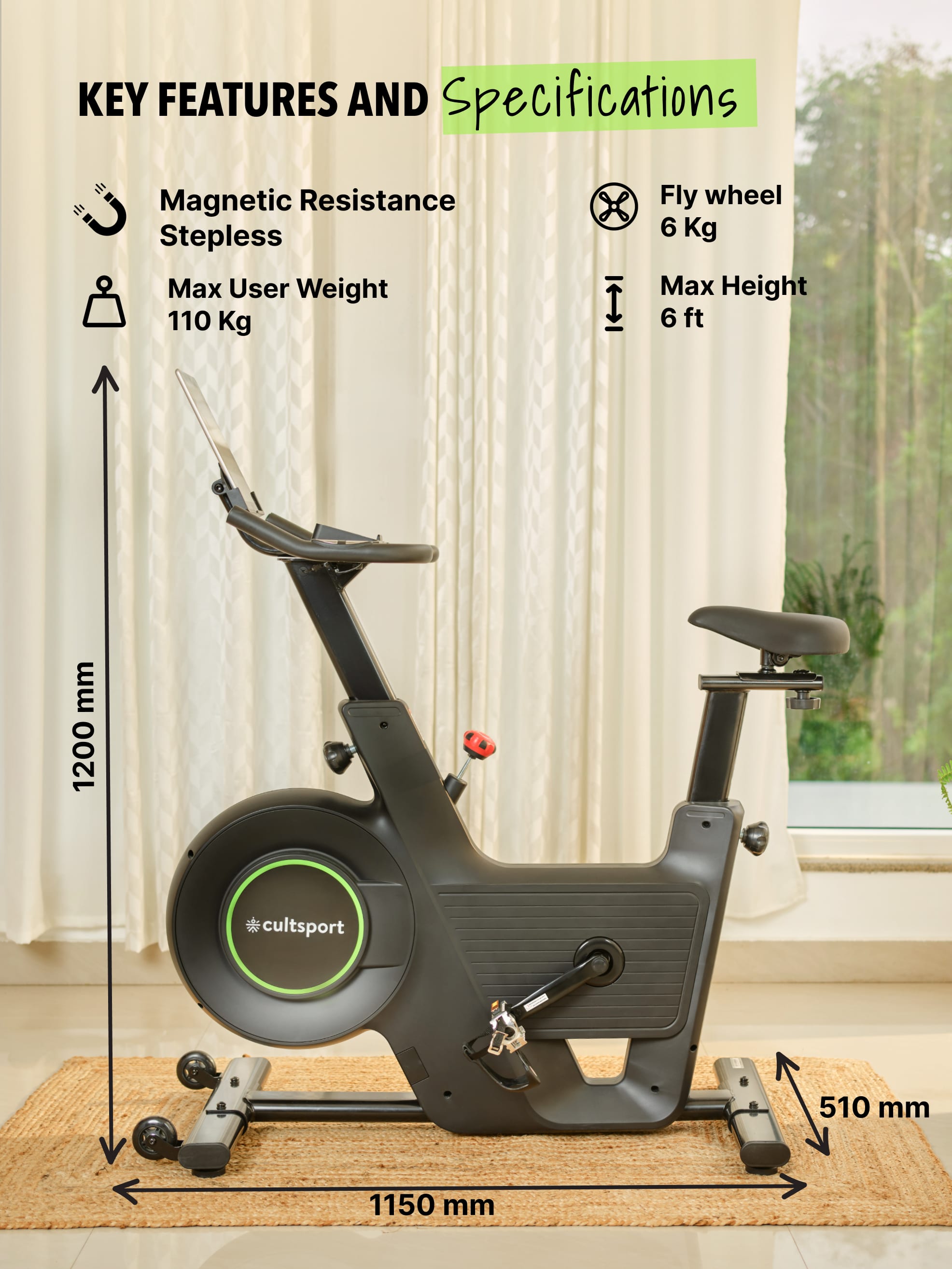 Smartbike c2: Spin bike with stepless magnetic resistance (with 6 months extended warranty)