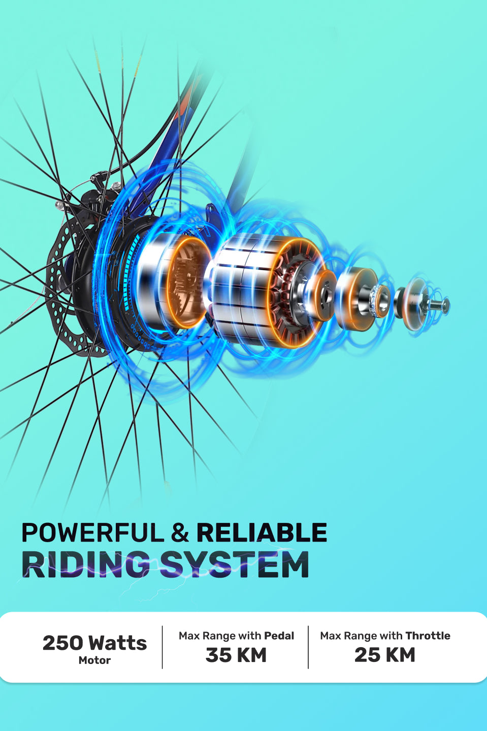ESCALATOR 27.5T BLUE with 250W BLDC Motor| 4 Hours Fast Charge| 7.8 Ah Li-ion Battery| Up to 35 Km| 27.5 Inches Wheels| Single Speed Electric Cycle | Ideal for 15+ Years