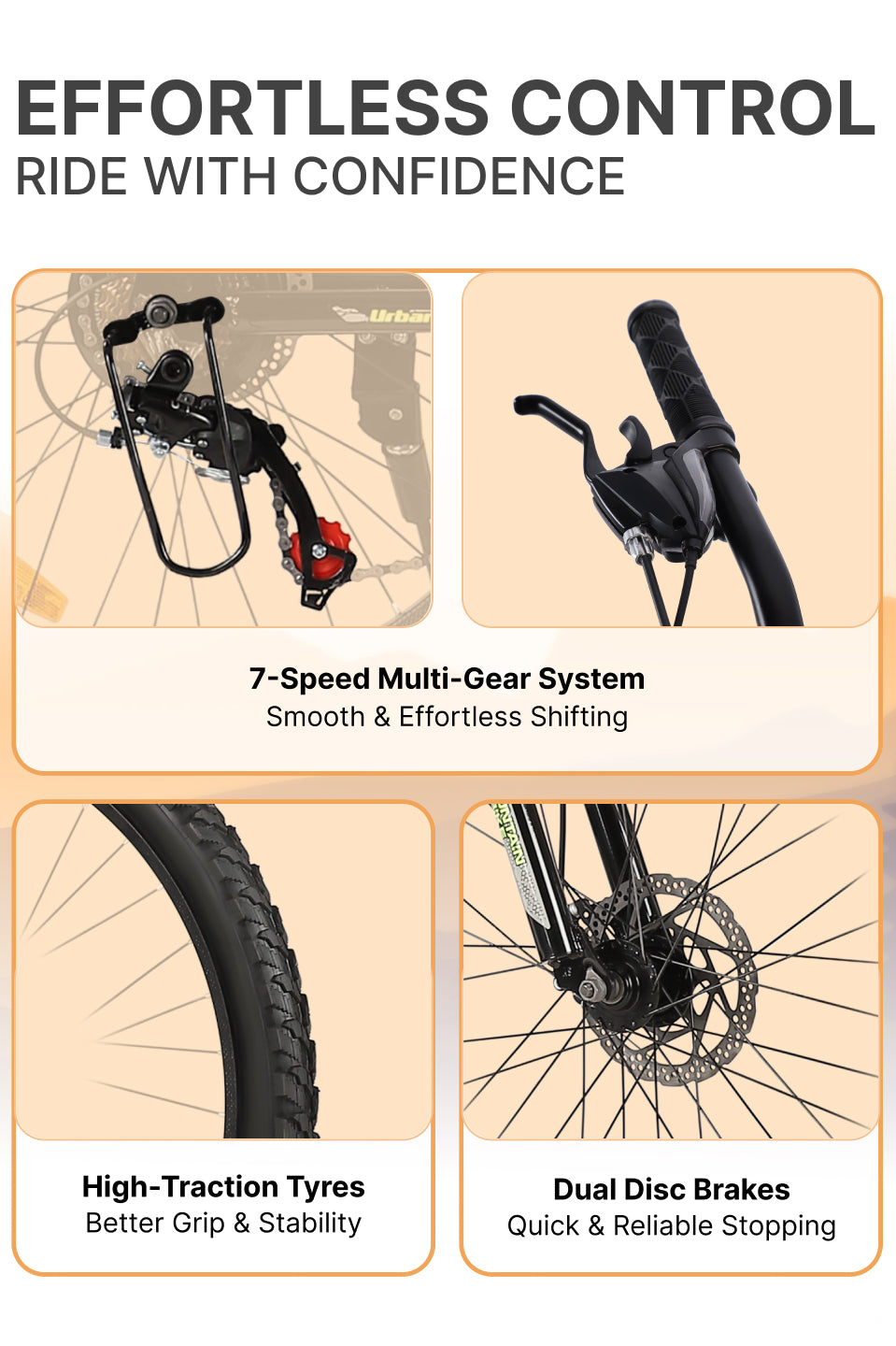 Galaxy Max Mountain Bike Steel 7 Speed Cycle 24 inch Tyre, Black With Front Suspension, Single Wall Rim and Dual Disc Brakes Ideal For 4.5 ft to 5.3 ft