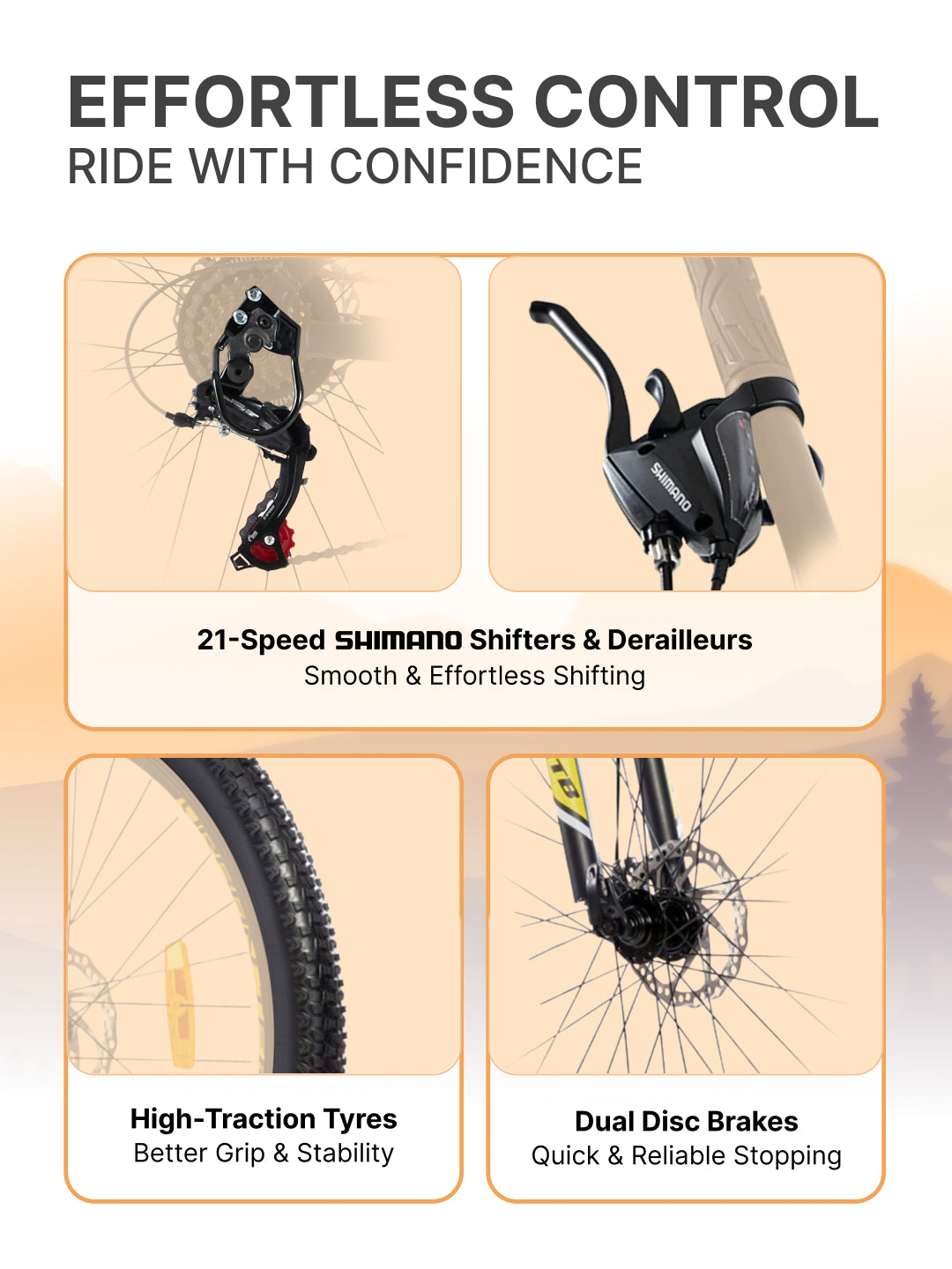 UT3000A27.5 Mountain Bike Alloy 21 Speed Cycle Shimano Gear 27.5 inch Tyre, Black With Front Suspension, Double Wall Rim and Dual Disc Brakes Ideal For 5.2 ft to 6 ft