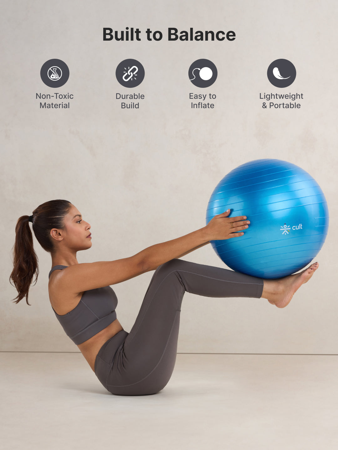 Anti-Burst Versatile Gym Ball with Pump Blue