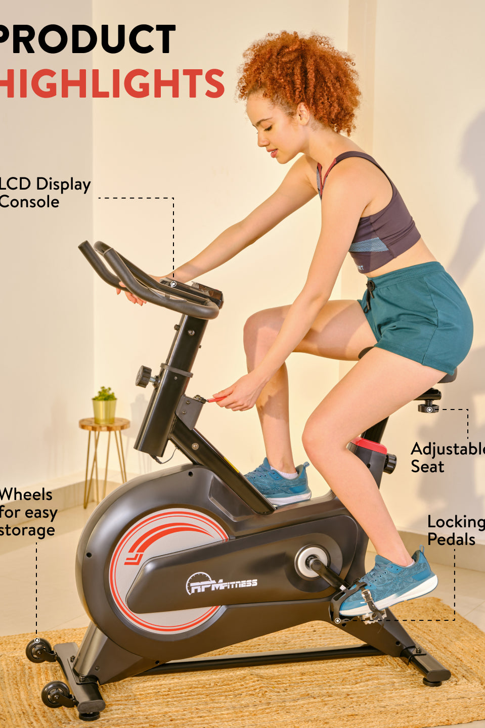 RPM600 NoiseFree Spinbike | 6kg Flywheel | Max Weight 110kg | 8 Level Magnetic Resistance | Black & White (with 6 months extended warranty)