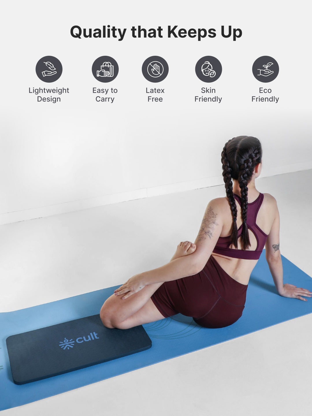 Pack of 2 EVA Yoga Knee Pads 20mm Blue – Non-Toxic, Anti-Skid & Durable