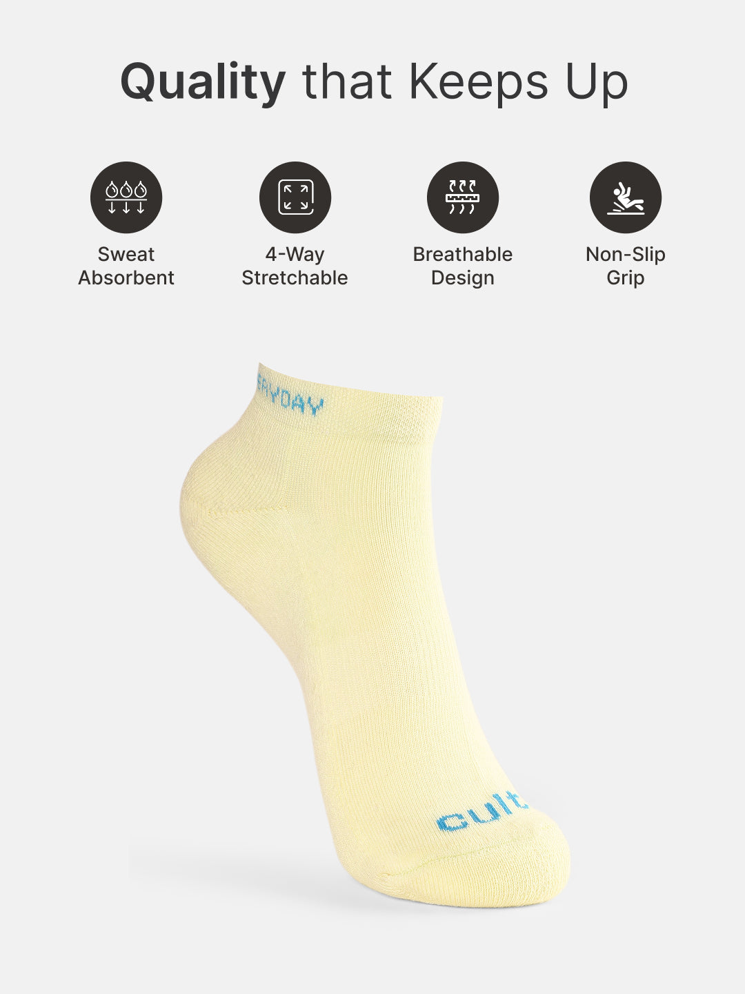 Sports Low Ankle Length Pack of 5 Blue,Yellow,White & Black Men's Cotton Socks