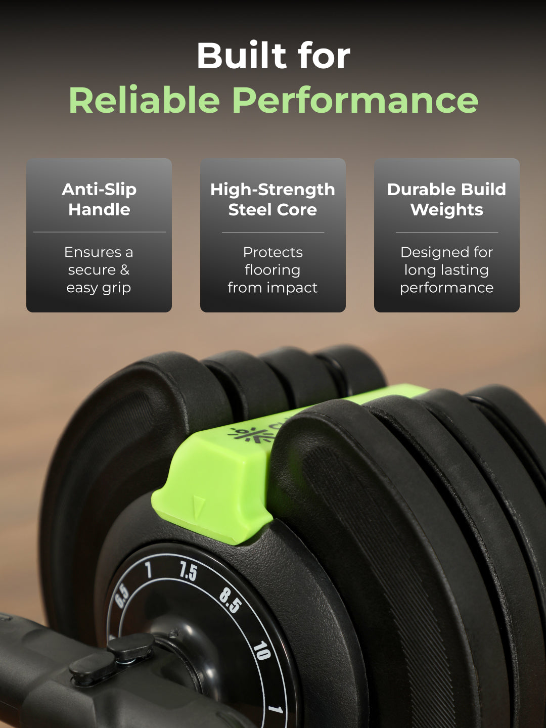 Cult 10Kg Adjustable Kettlebell | 12 Weight Options (1kg-10kg) | One-Hand 1-Second Dial | Compact & Durable Home Gym Kettlebell - Black