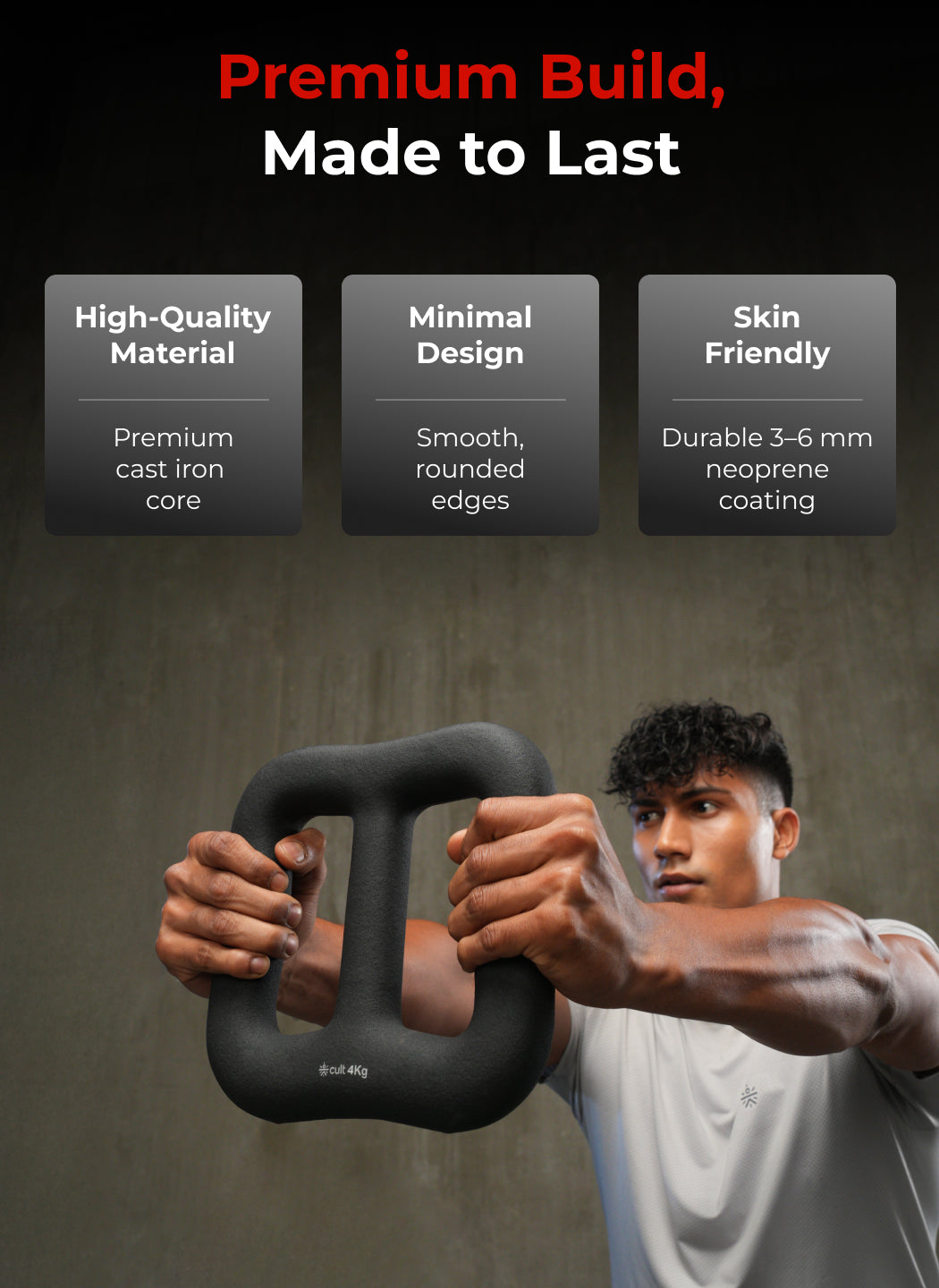 Cult MultiFlex 4KG 3-in-1 Neoprene Coated Weight | Use as Kettlebell, Dumbbell & Weight Plate | Ideal for Full Body Workouts