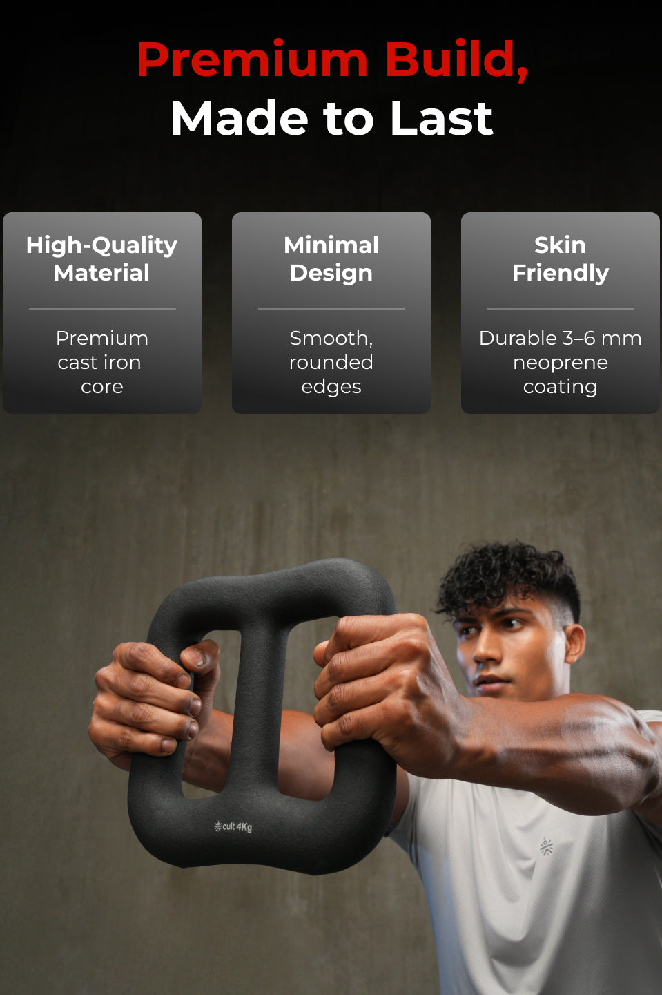 Cult MultiFlex 4KG 3-in-1 Neoprene Coated Weight | Use as Kettlebell, Dumbbell & Weight Plate | Ideal for Full Body Workouts