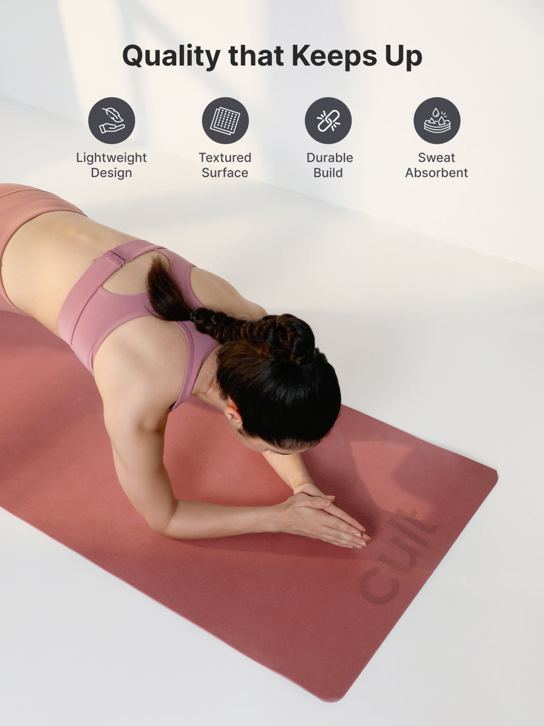 Cult Yoga Mat EVA 5mm with Carry Strap Non-Slip, Cushioned, Sweat-Resistant, Eco-Friendly Workout Mat for Home Gym & Fitness Brick