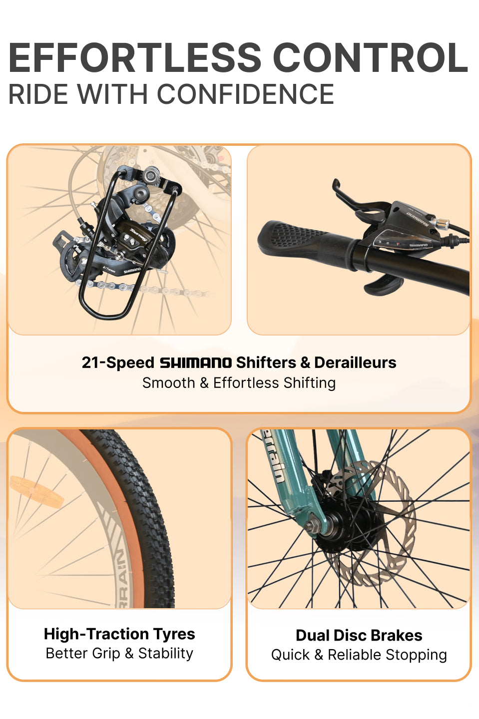 Aeroblast Mountain Bike Alloy Frame 21 Speed Cycle 27.5 inch With Front Suspension, Triple Wall Rim and Dual Disc Brakes, Ideal For 5.2 ft to 6 ft, 15+ Years, Unisex (WhiteBlue)