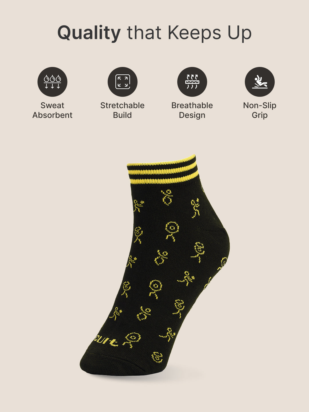 CULT Men's Ankle Length Cotton Socks Ultra Soft, Breathable & Anti-Microbial Casual & Sports Socks with Moisture-Absorbent Fabric