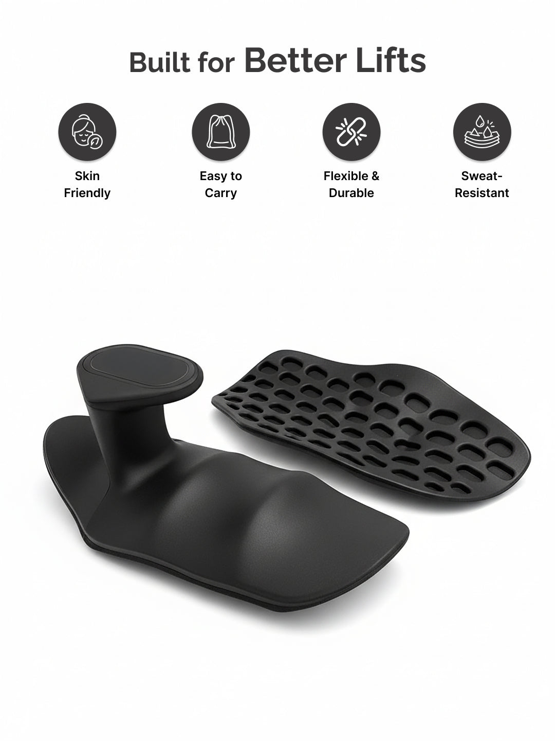 Cult Silicone Hand Grip for Gym & Weightlifting Non-Slip Grip Support with Palm Protection Sweat-Resistant & Durable Black