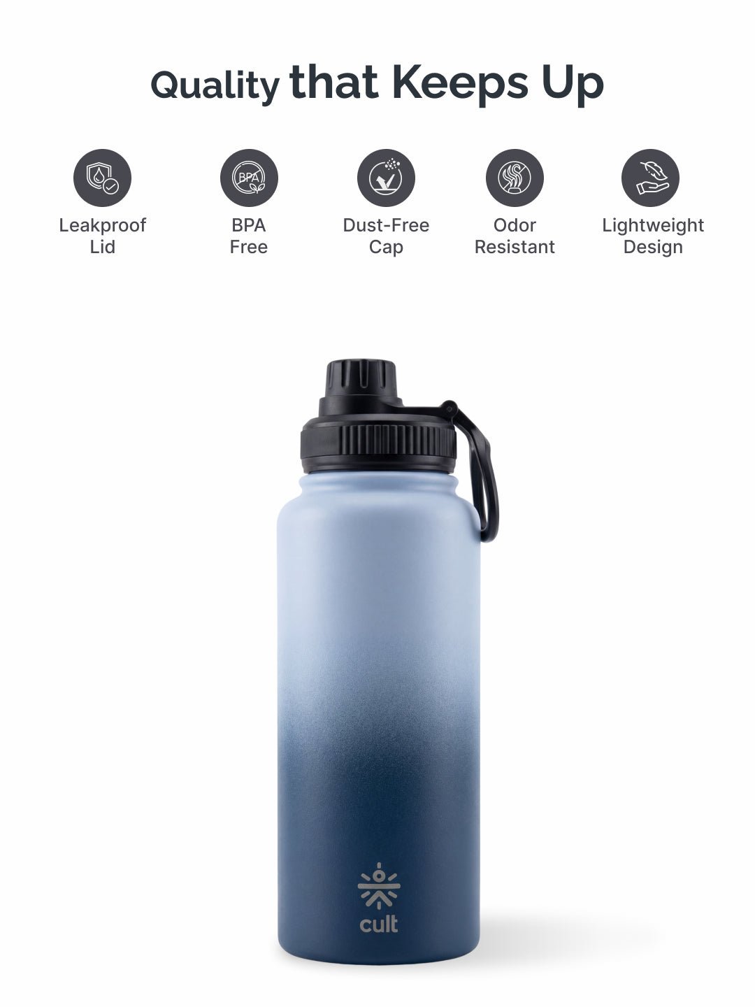 Cult 1L Bottle Steel with Sports Cap Dual Sky Blue