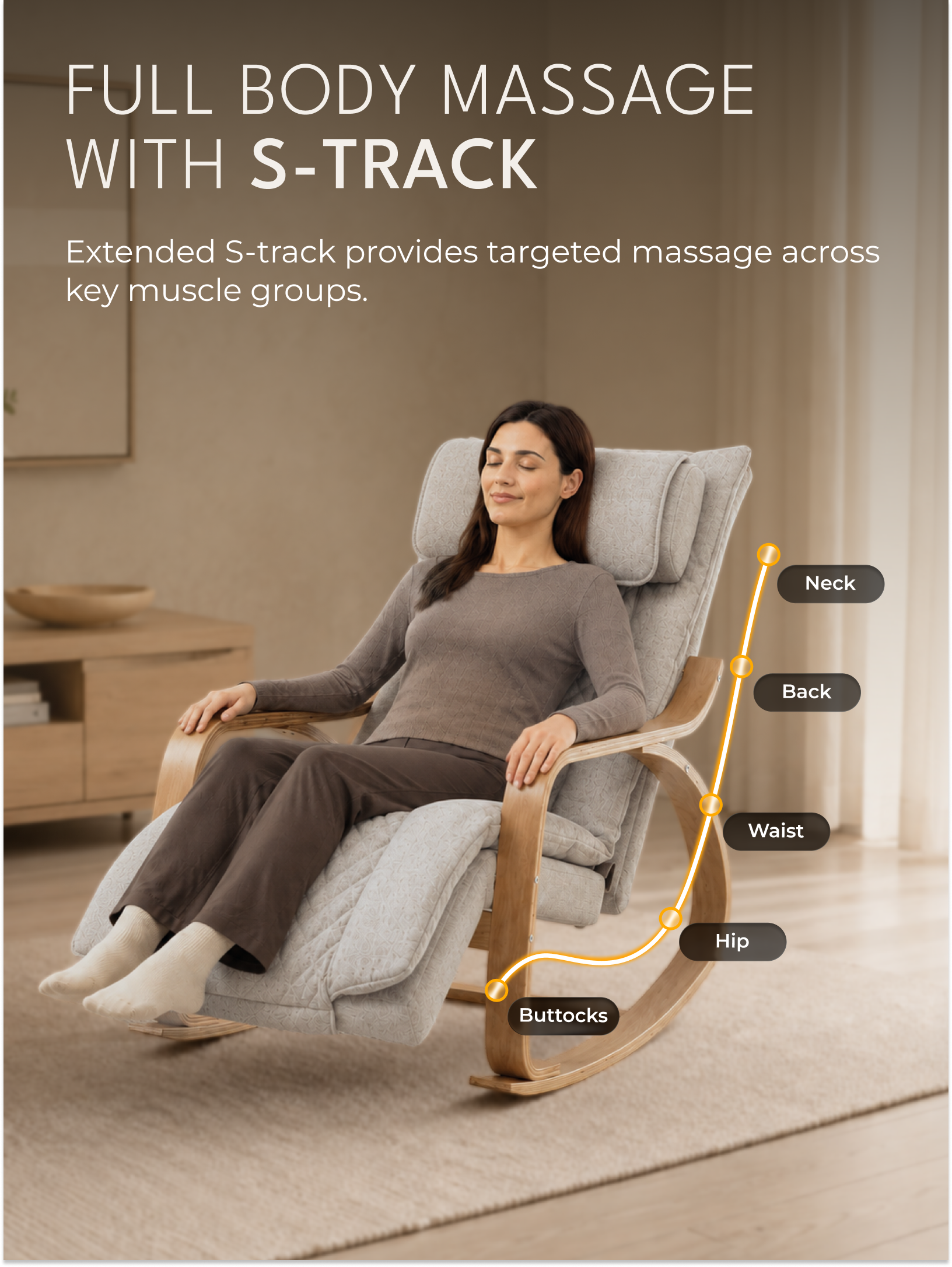 Cult Rocking Recliner Massage Chair | 2-in-1 Massage & Rocking Chair | S-Track Full Body Massage | 135° Recline | 5-Level Adjustable Leg Rest | Waist Heating | Remote Control | Vibration Massage