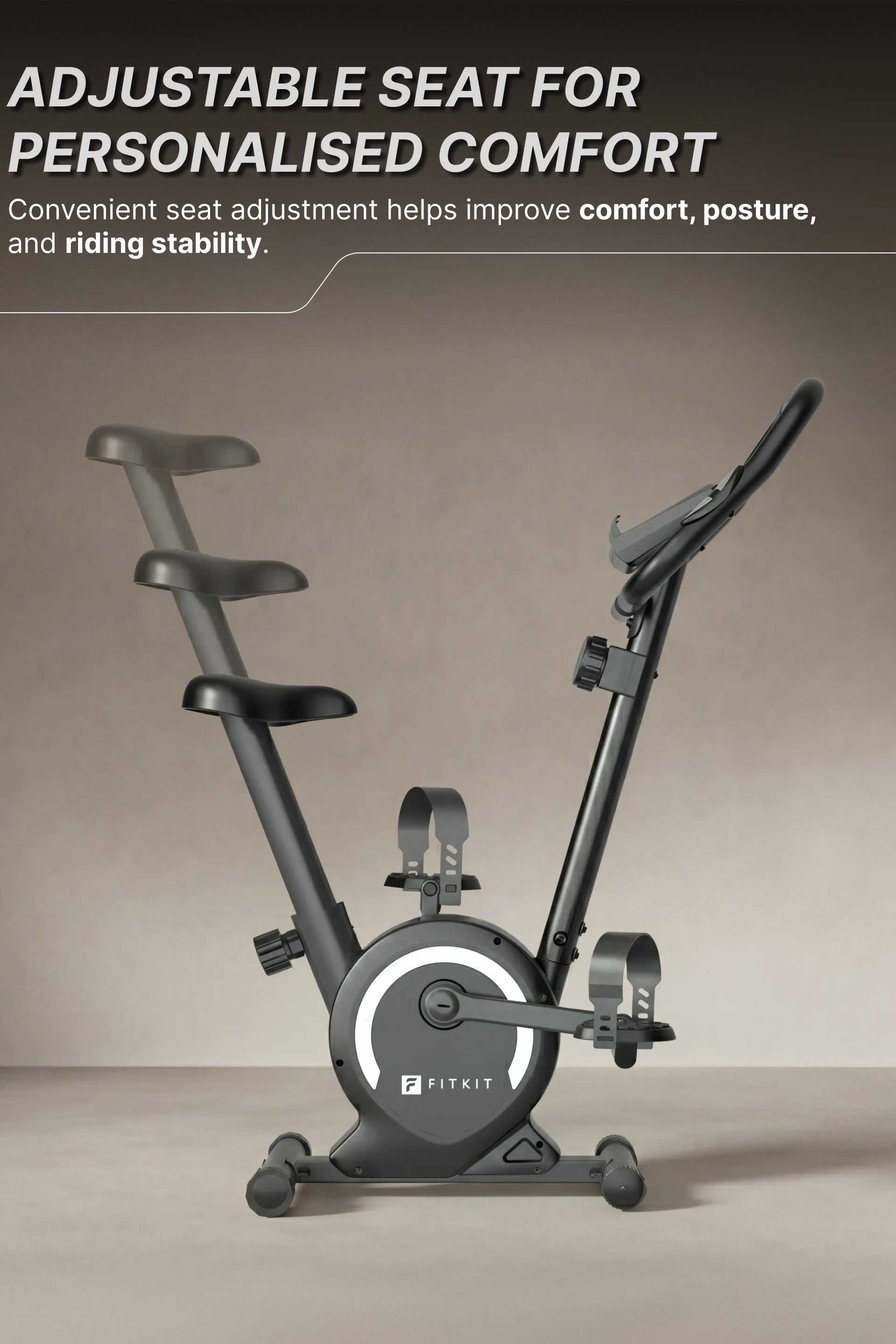 Fitkit by Cult Upright Exercise Bike 6 Kg Flywheel & 130 Kg Weight Support with Adjustable Cushioned Seat | 16-Level Magnetic Resistance | LCD Display & Tablet Holder | Suitable for Home Gym Workout