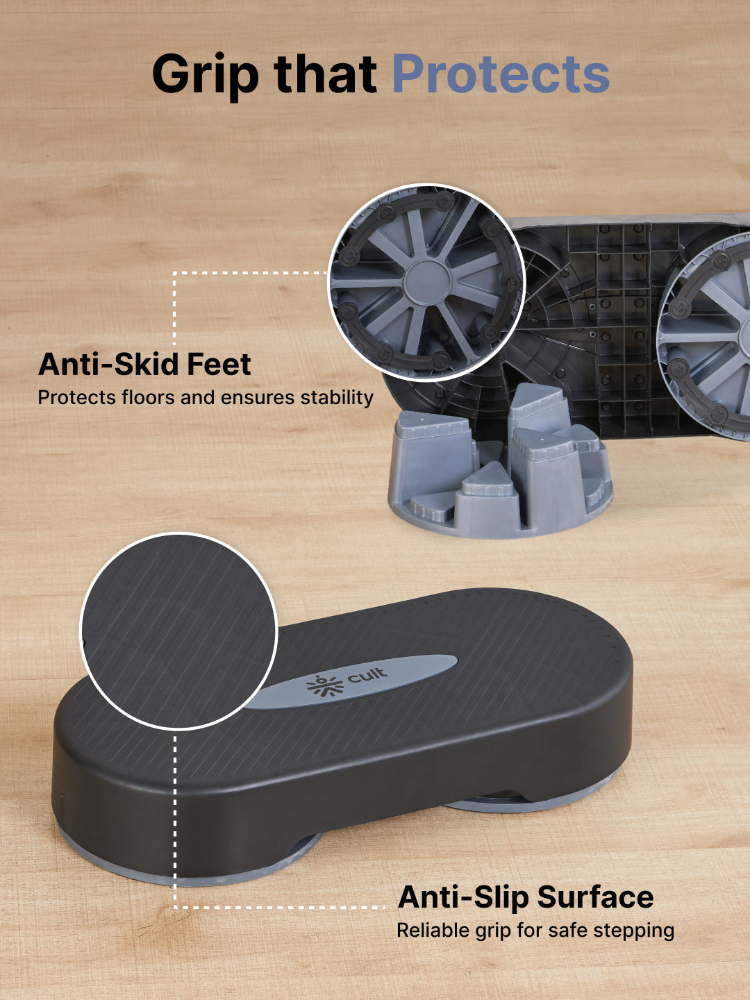 Stepper with Height Adjustment, Anti-Skid Rubber Pads & Slip-Resistant Platform